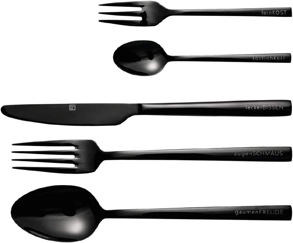 Räder Design Besteck-Set Räder Besteckset 5tlg. schwarz (5-tlg), 1 Personen, Edelstahl