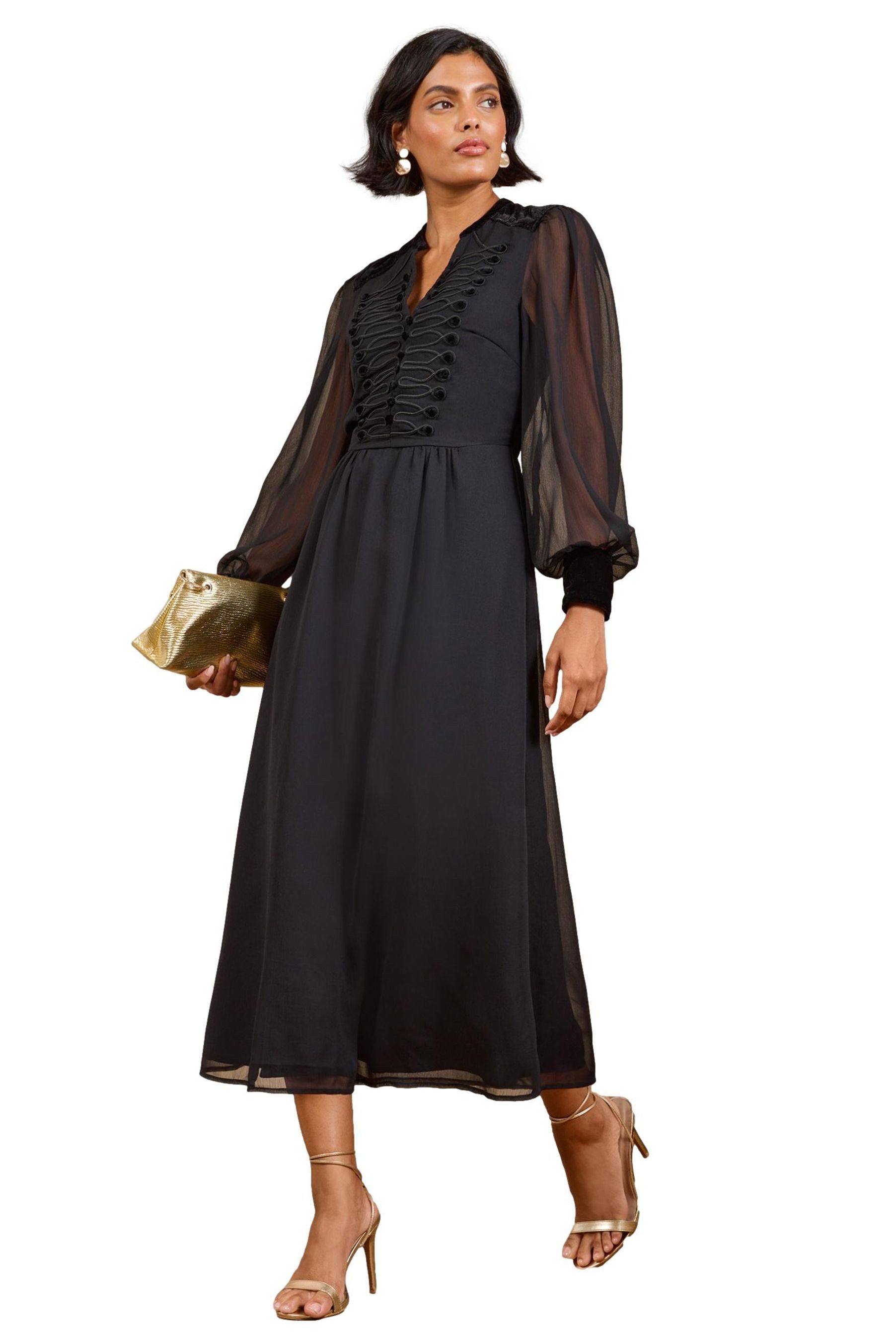 Love & Roses Midikleid Love & Roses Midikleid, Bindeausschnitt, Regular (1-tlg)