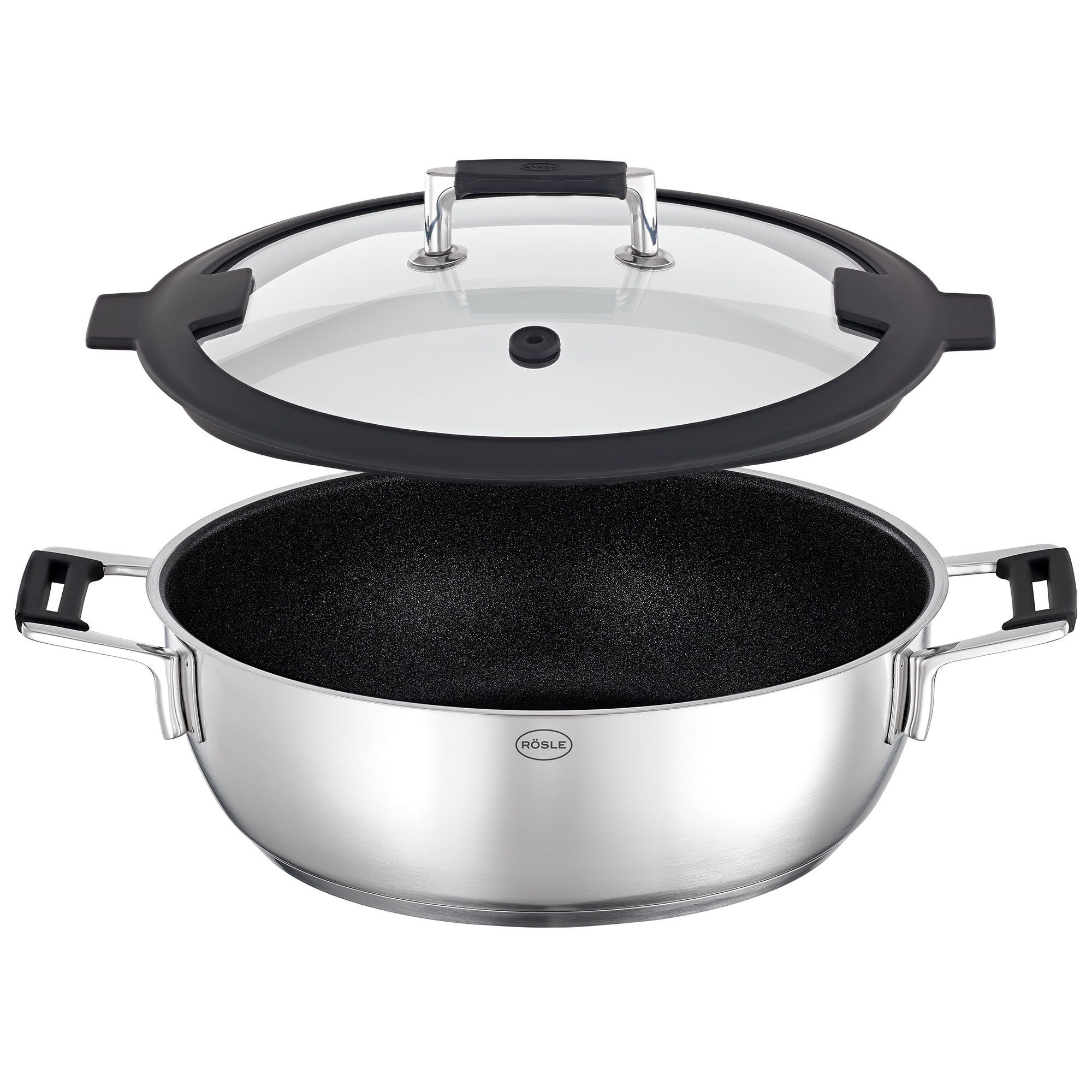 RÖSLE Bratpfanne RÖSLE 13616 Servierpfanne SILENCE PRO Ø 28cm ProResist mit Deckel