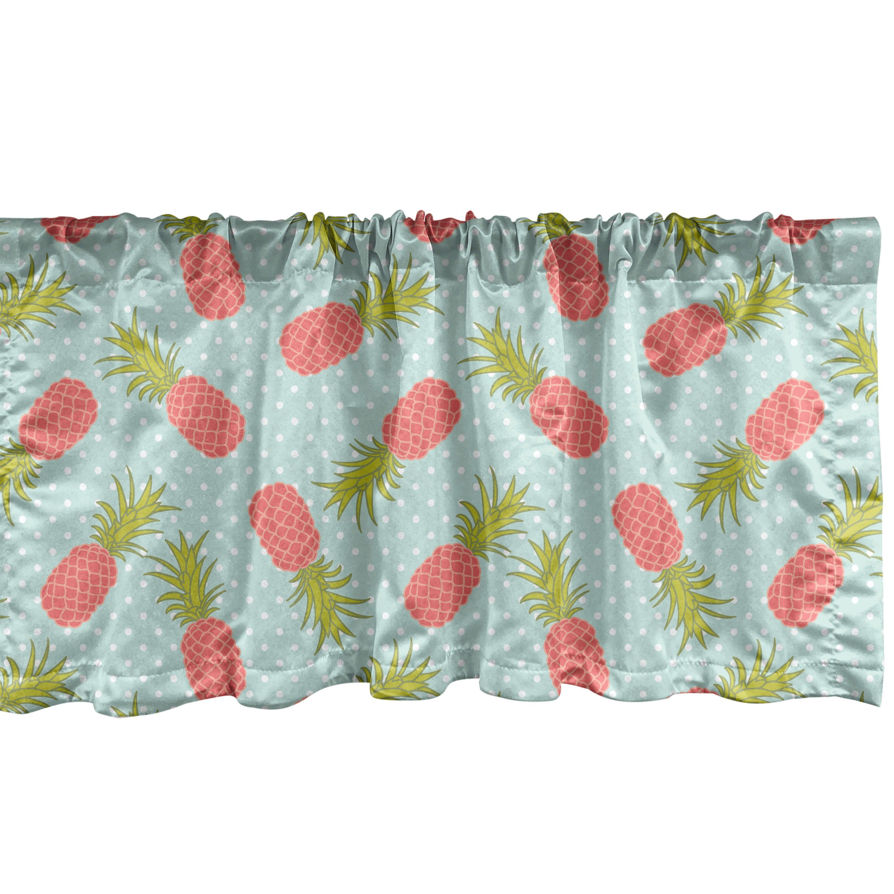 Scheibengardine Vorhang Volant für Küche Schlafzimmer Dekor mit Stangentasche, Abakuhaus, Microfaser, Jahrgang Doodle Stil Ananas