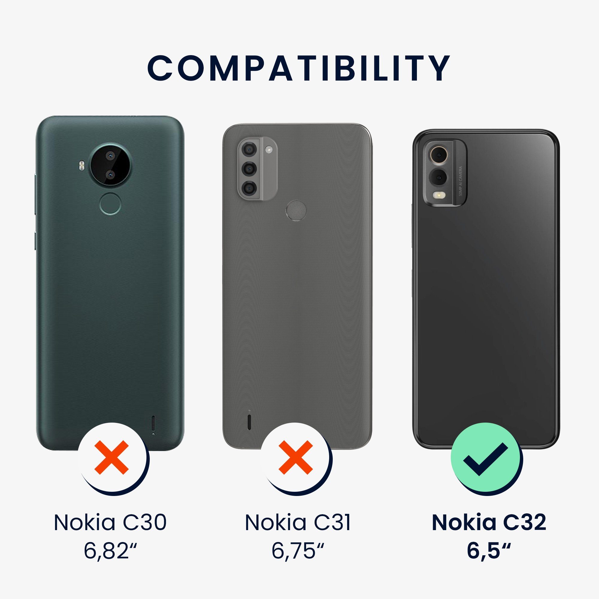 kwmobile Handyhülle Hülle für Nokia C32, Hülle Silikon - Soft Handyhülle - Handy Case Cover