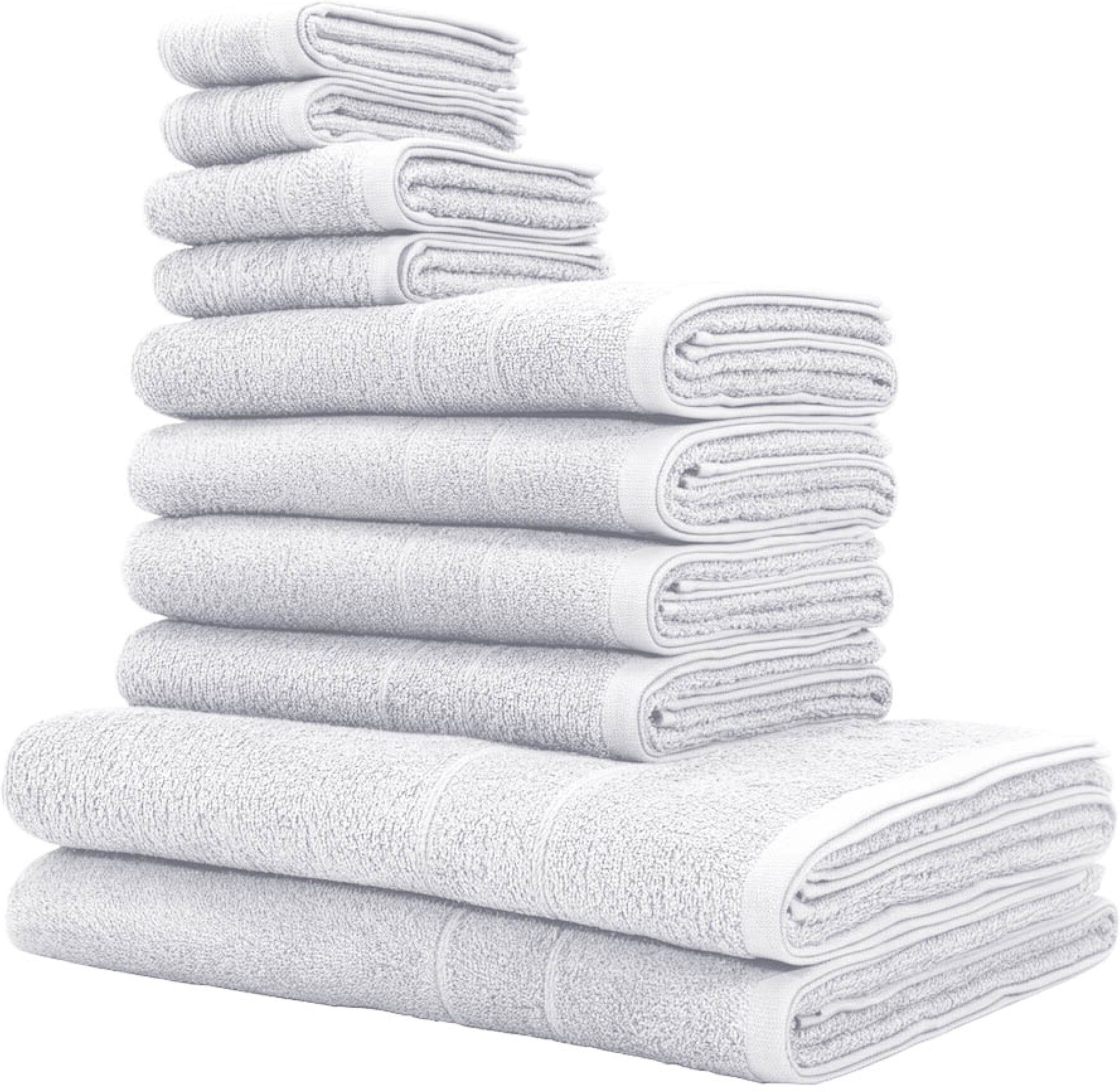 OTTO home Handtuch Set Inga, 3 Qualitäten, Duschtücher, Handtücher, Gästetücher, Seiftücher, Walkfrottier (10-St), Handtücher mit feiner Bordüre, 100% Baumwolle