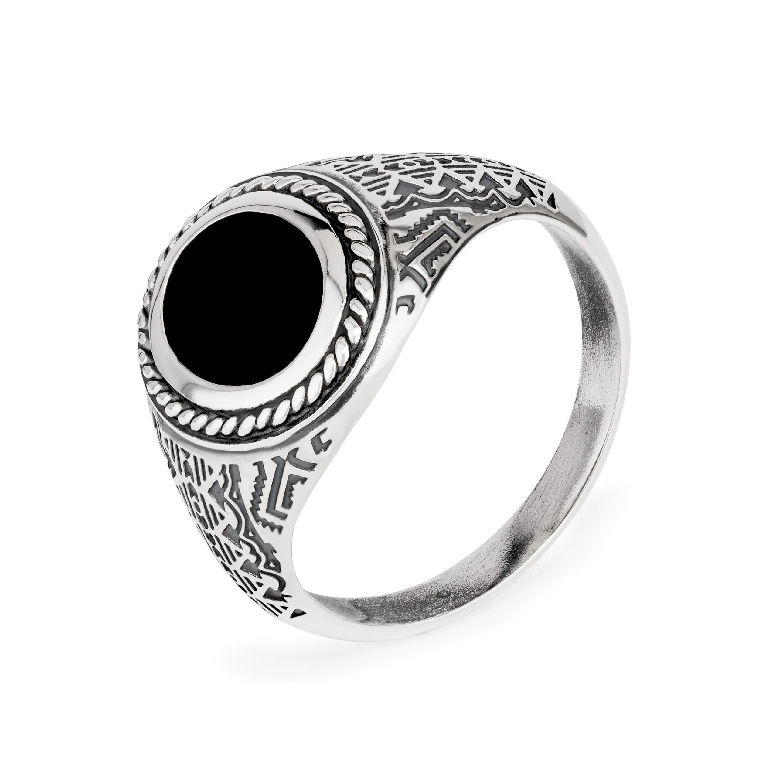 NKlaus Silberring 66mm Herrenring Wiking 925 Silber Onyx schwarz echt Vintage Solitär Fi (Einzel - 1 Stück)