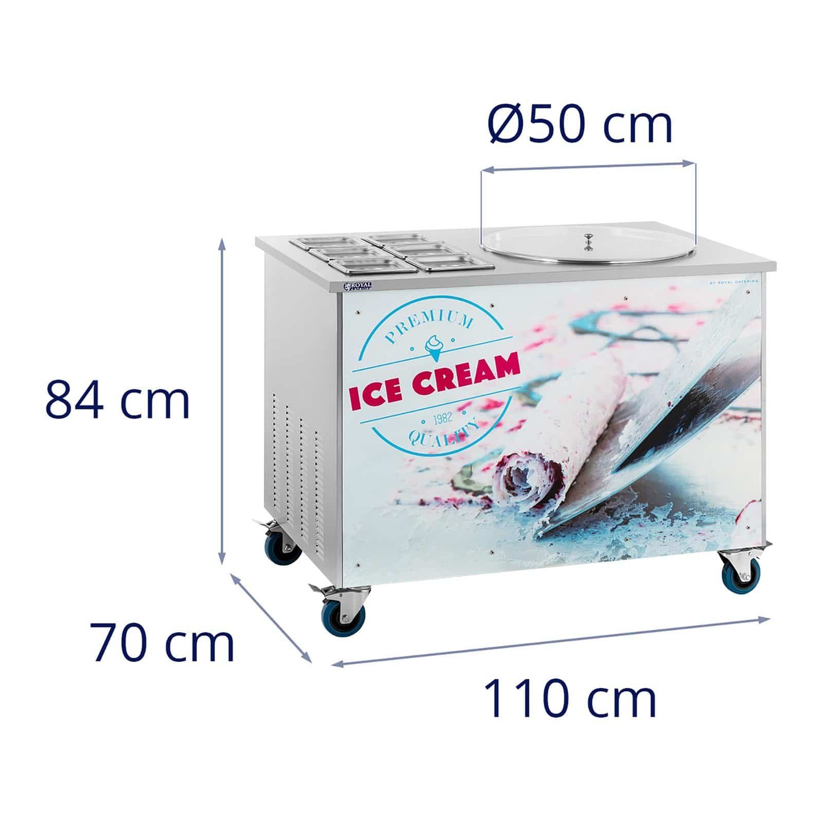Royal Catering Eismaschine Roll-Eismaschine - Thai 740 für 6 Cream Behälter, W 50x2,5cm Ice - Rolls Ø 