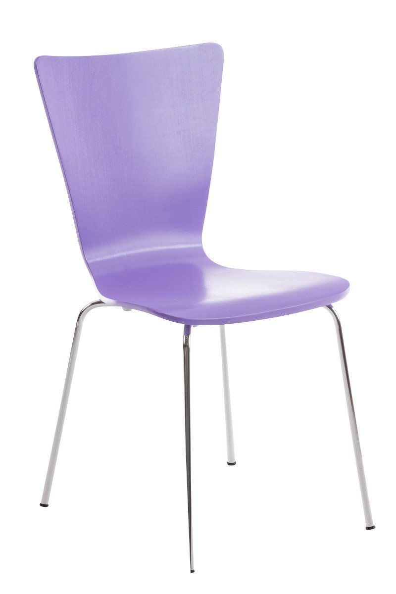 Besucherstuhl Metall Sitzfläche geformter (Besprechungsstuhl - Warteraumstuhl Holz Messestuhl), lila TPFLiving Gestell: - mit Konferenzstuhl Sitzfläche: chrom Jaron - - ergonomisch