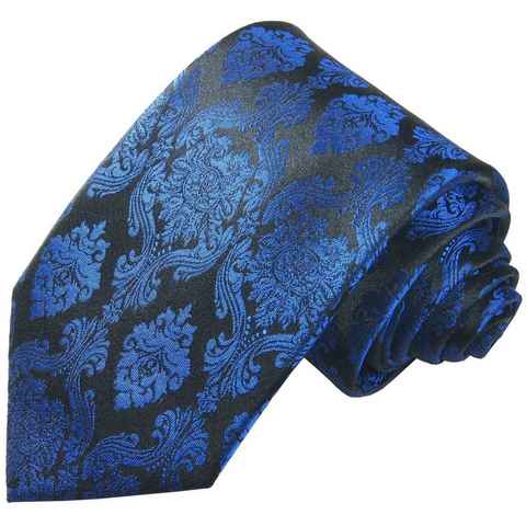 Paul Malone Krawatte Designer Seidenkrawatte Herren Schlips modern barock 100% Seide Schmal (6cm), blau schwarz 649