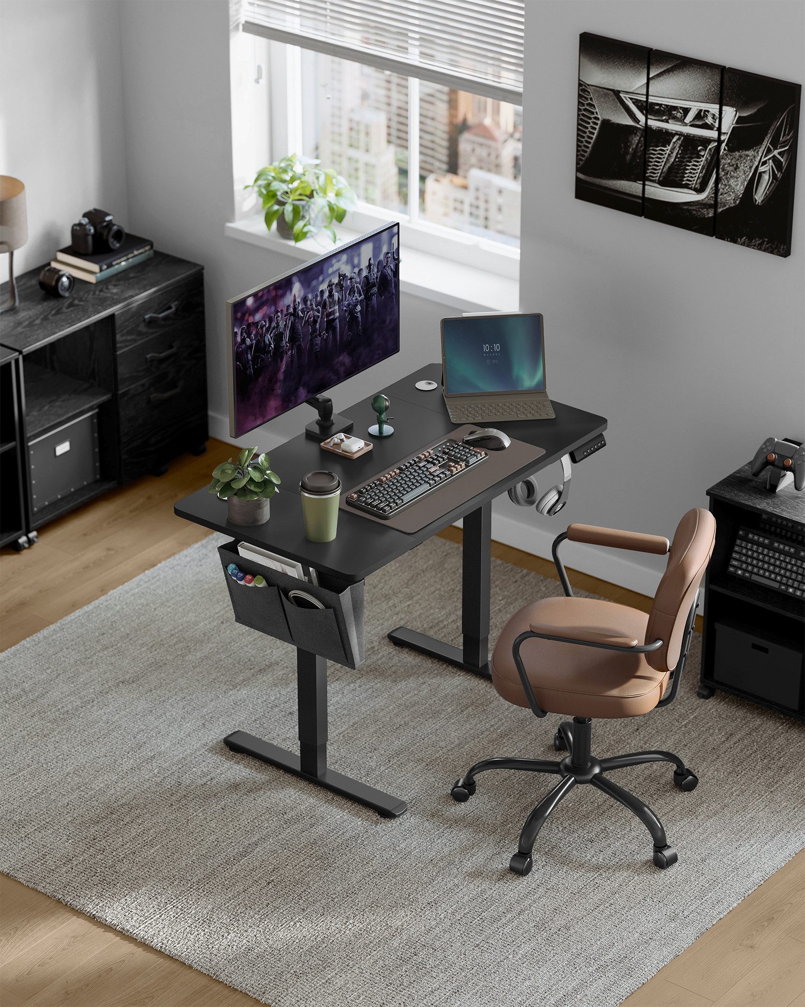 SONGMICS Schreibtisch Höhenverstellbarer elektrisch, 120/140/160/180 cm, günstig online kaufen