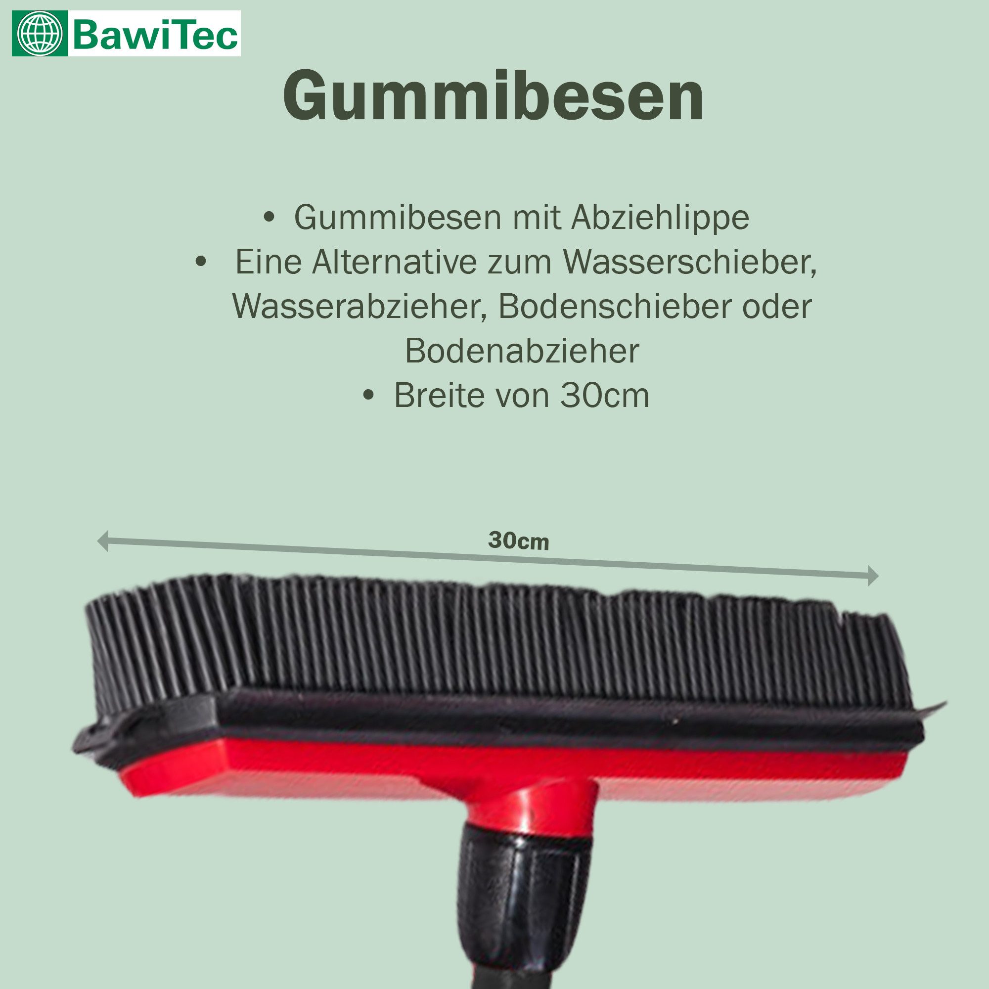 BawiTec Kehrgarnitur Gummibesen Noppenbesen mit Teleskopstiel Friseurbesen, Laminat, Steinböden, Teppichböden, Keramik, Parkett, Teppiche, Fliesen, Korkböden, P – Bild 4 von 5