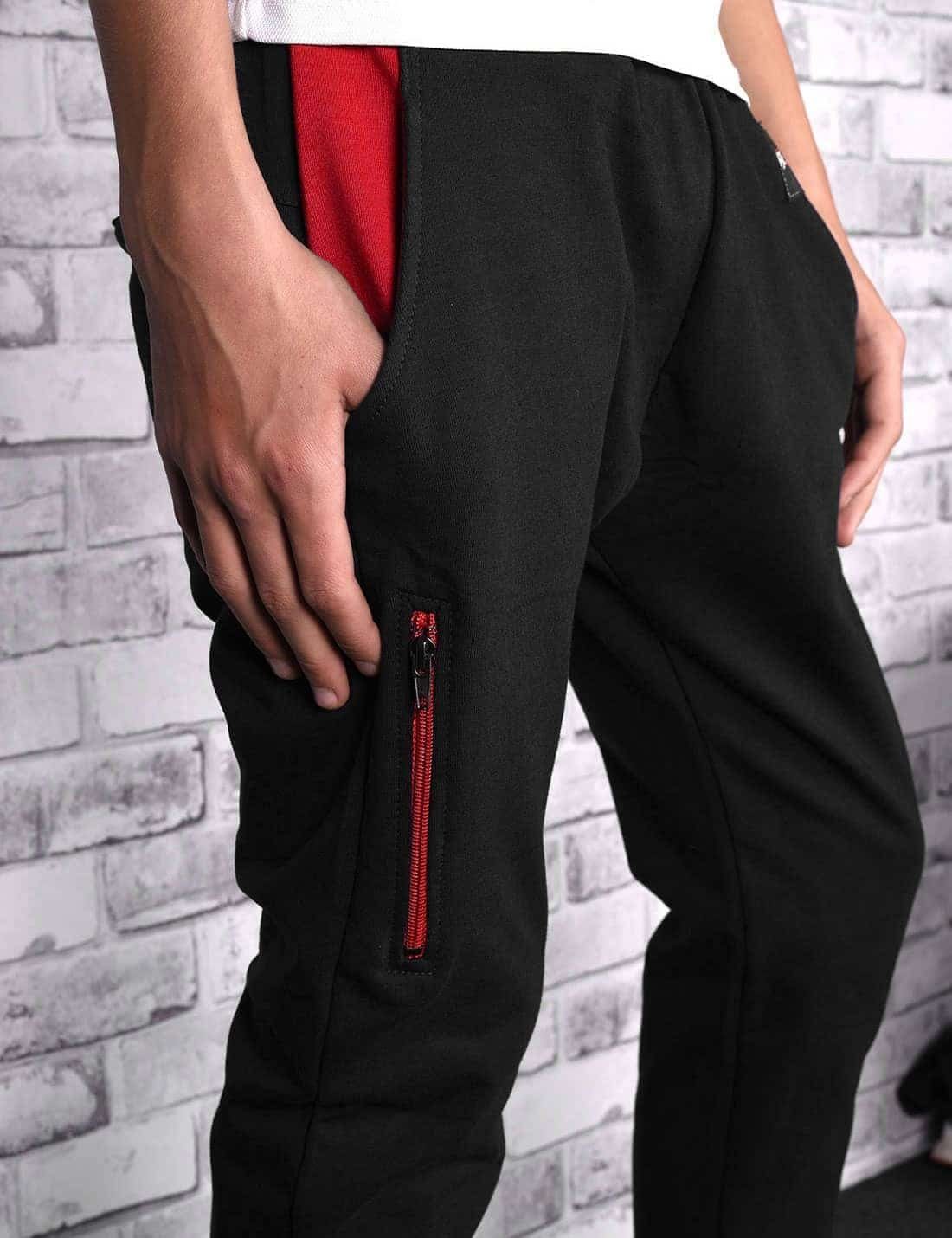 Sweathose Sweatpants elastischem BEZLIT Bund Kinder mit (1-tlg) Schwarz-Rot Jungen