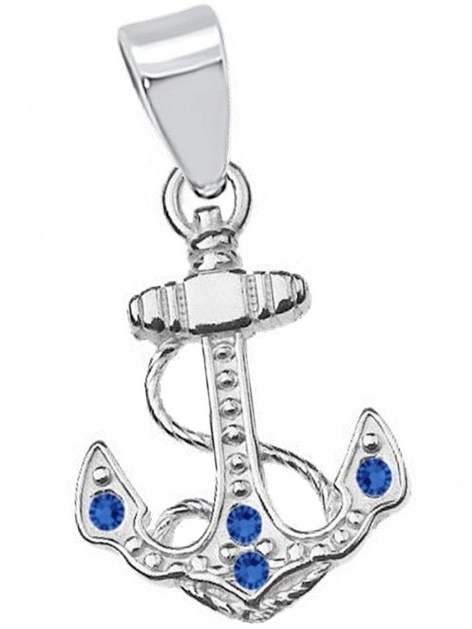 Kettenanhänger Zirkonia Anker Anhänger für Halskette aus 925 Sterling Silber