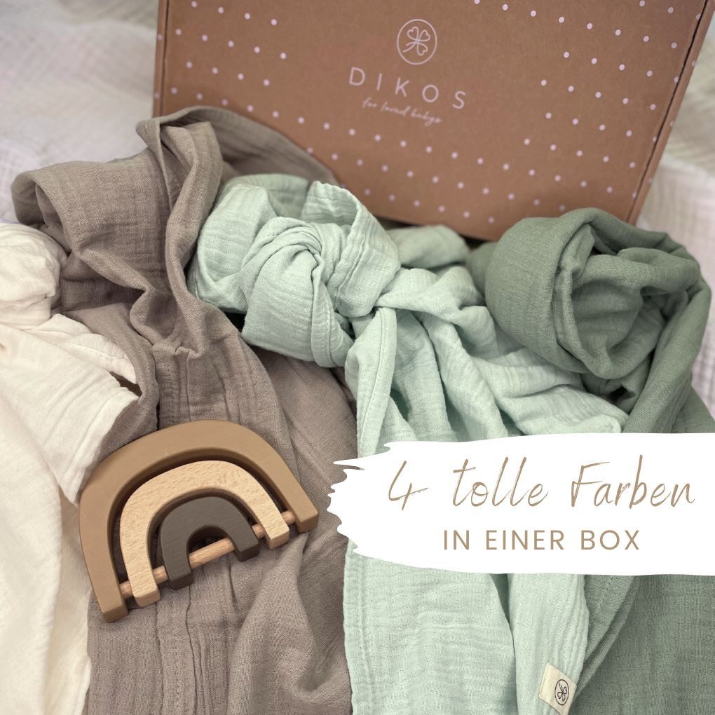 Babydecke Mulltücher 4er-SET gekreppt, Spucktuch 64x64 100% GOTS BIO-Baumwo günstig online kaufen