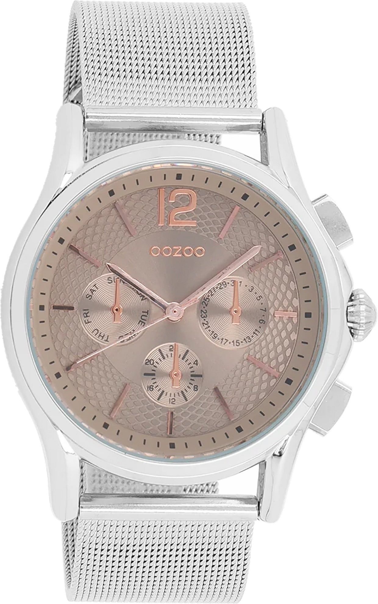 OOZOO Quarzuhr Oozoo Damen Armbanduhr silber Analog, (Analoguhr), Damenuhr rund, mittel (ca. 38mm) Metallarmband, Elegant-Style
