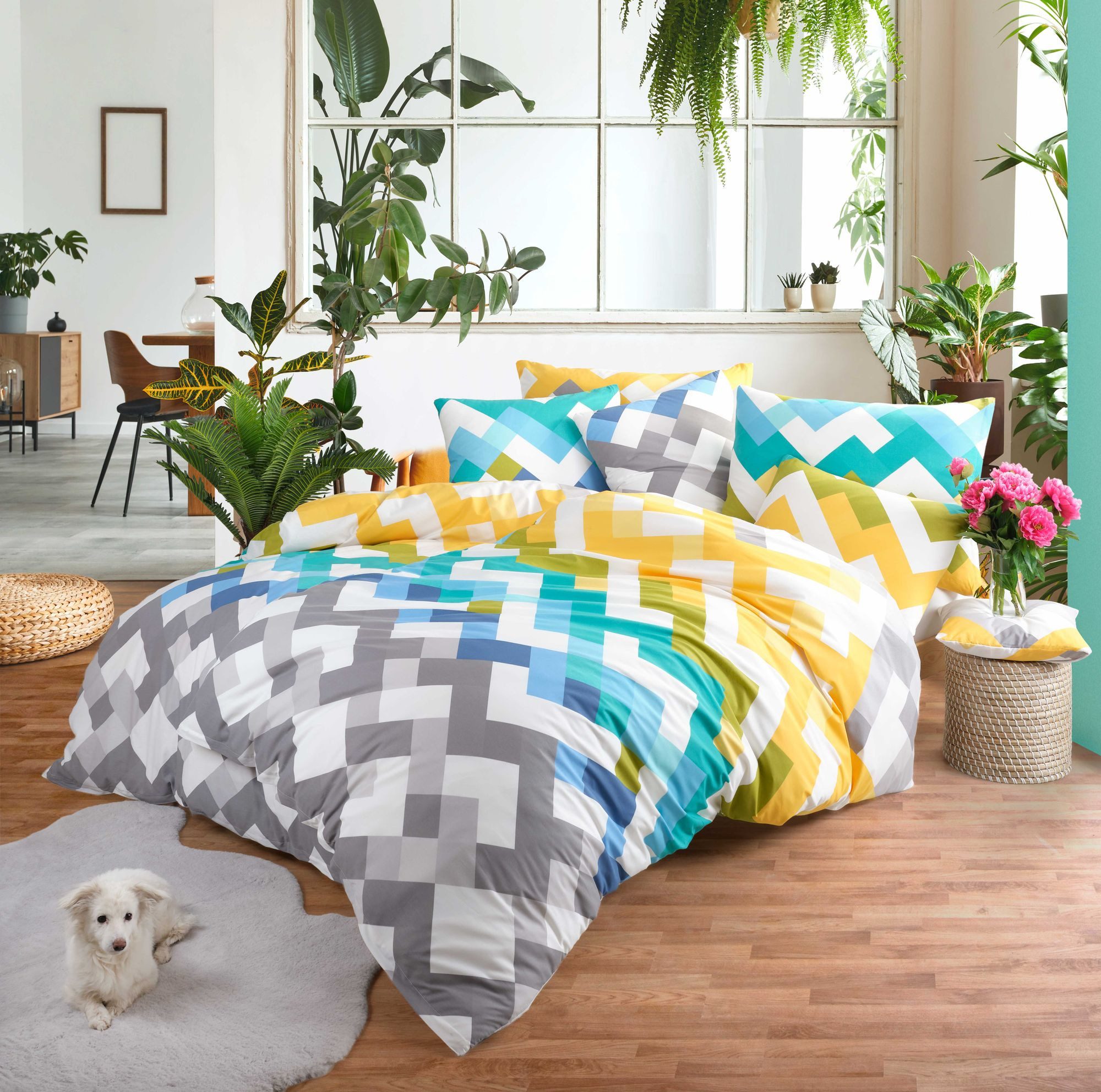 KK Shopping Kinderbettwäsche Постельное белье Set Colori 100% Baumwolle 135 x 200 cm, 80 x 80 cm, 1 teilig, Langlebig