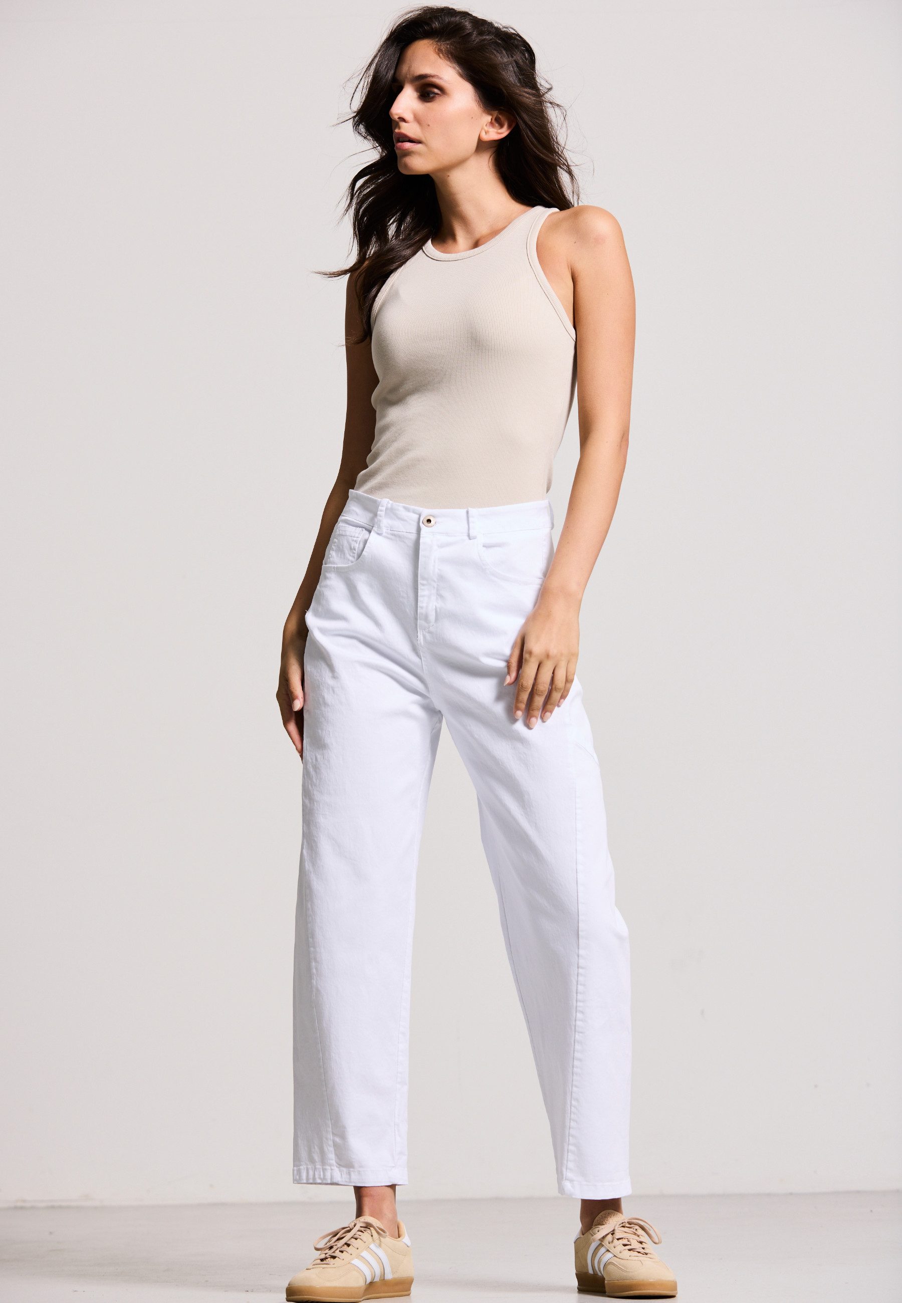 Andijamo-Fashion Chinos BARREL LEG PANTS dezente Ziernähte