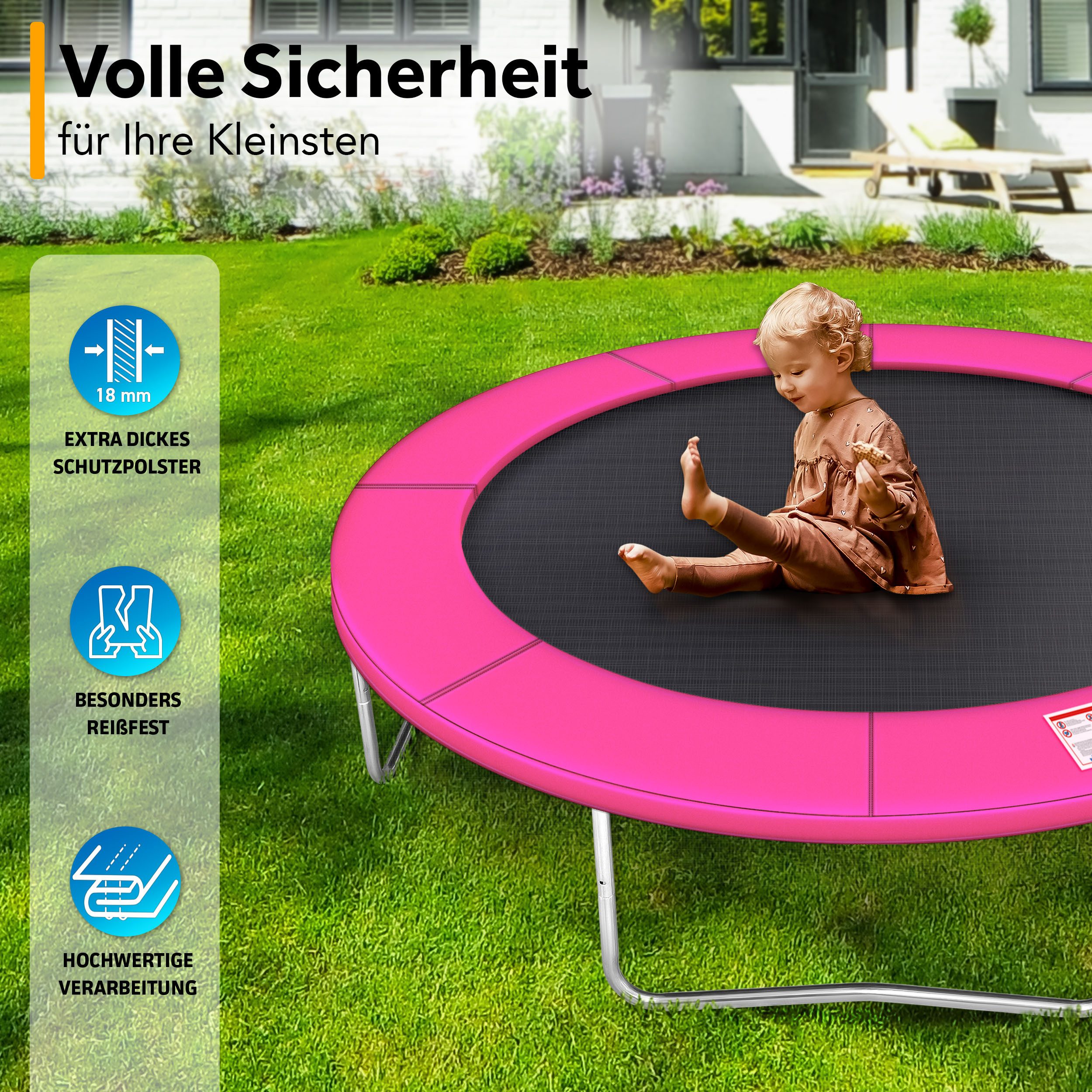 KIDUKU Trampolin-Randabdeckung mit Ø244 305 366 427cm, Trampolin Federabdeckung reißfest, Randschutz 100% UV-beständig