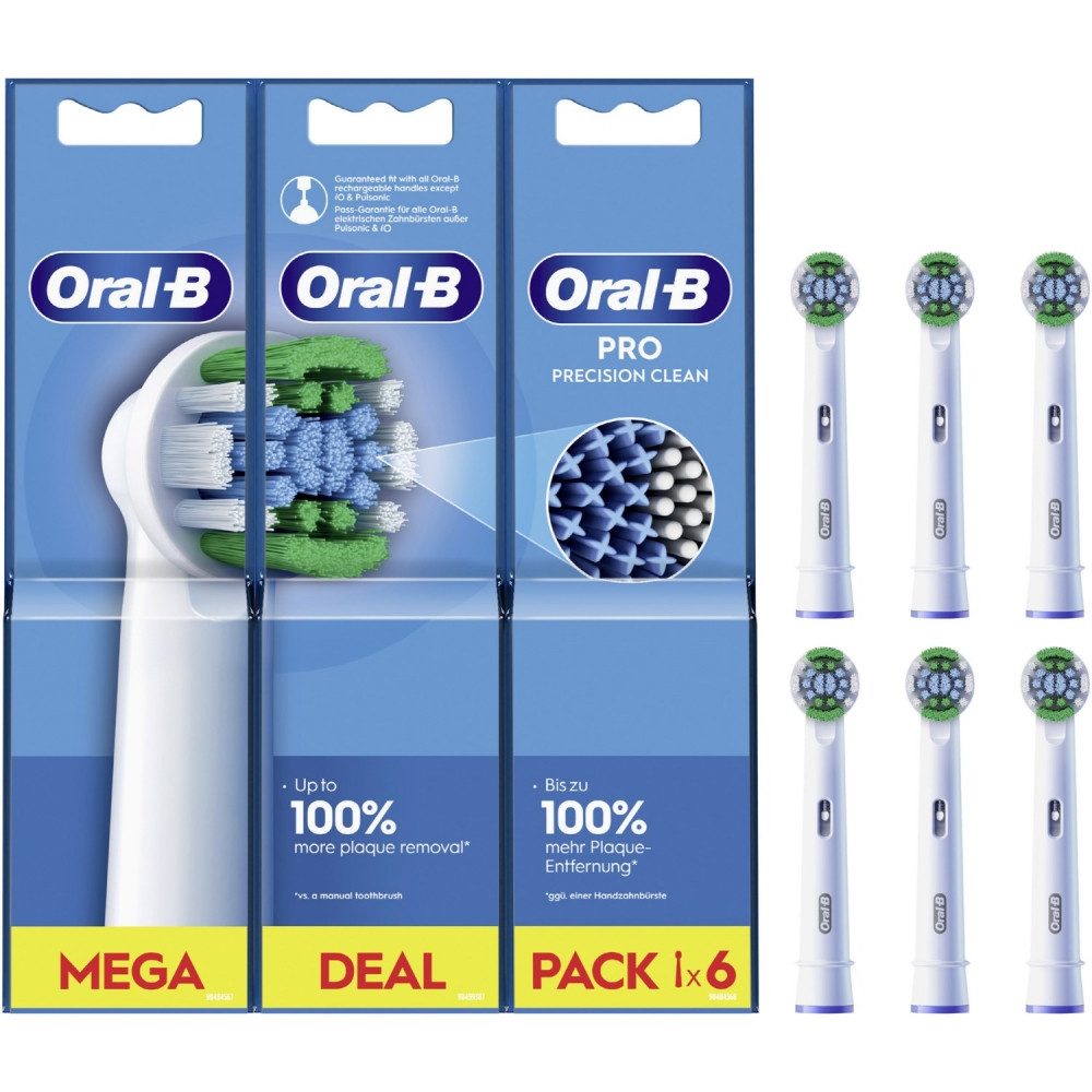 Oral-B Aufsteckbürsten Pro Precision Clean 6er - Aufsteckbürsten - weiß