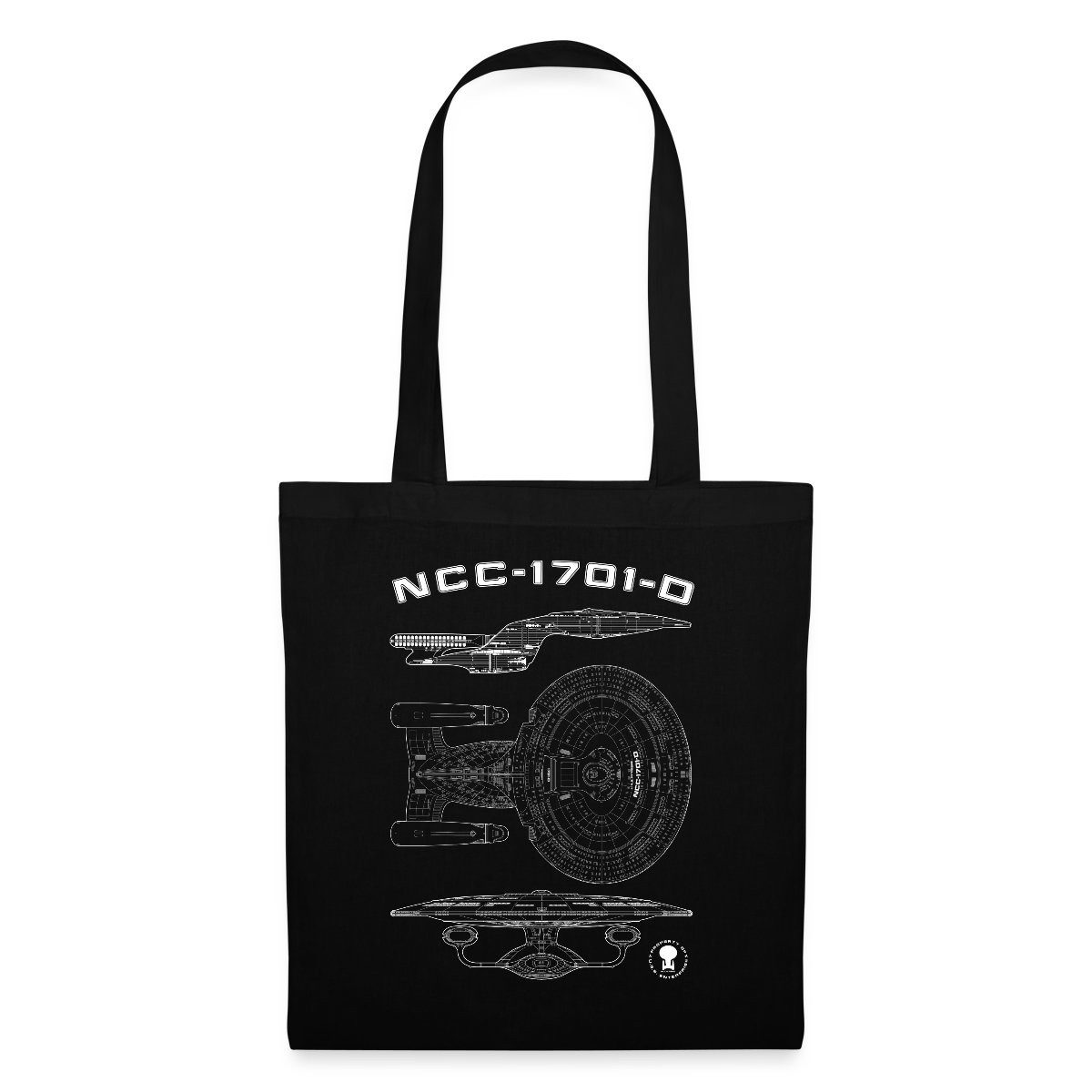 Spreadshirt Henkeltasche Star Trek The Next Generation NCC-1701-D Bauplan Stoffbeutel (1-tlg)