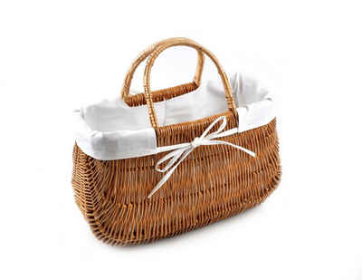 MyBer® Handtasche Tasche Korb aus Weide Weidenkorb Tragekorb Einkaufskorb geflochten (1-tlg), braun mit pflegeleichter Stoffeinlage, handgefertigt!