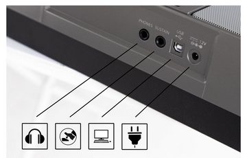 Classic Cantabile Home Keyboard CPK-303 - Arranger-Keyboard mit 61 anschlagdynamischen Tasten, (Deluxe-Set, 5 tlg., inkl. Ständer, Bank, Tasche, Kopfhörer und Schule), 508 Klänge, USB, DSP-Klangprozessor und Begleitautomatik