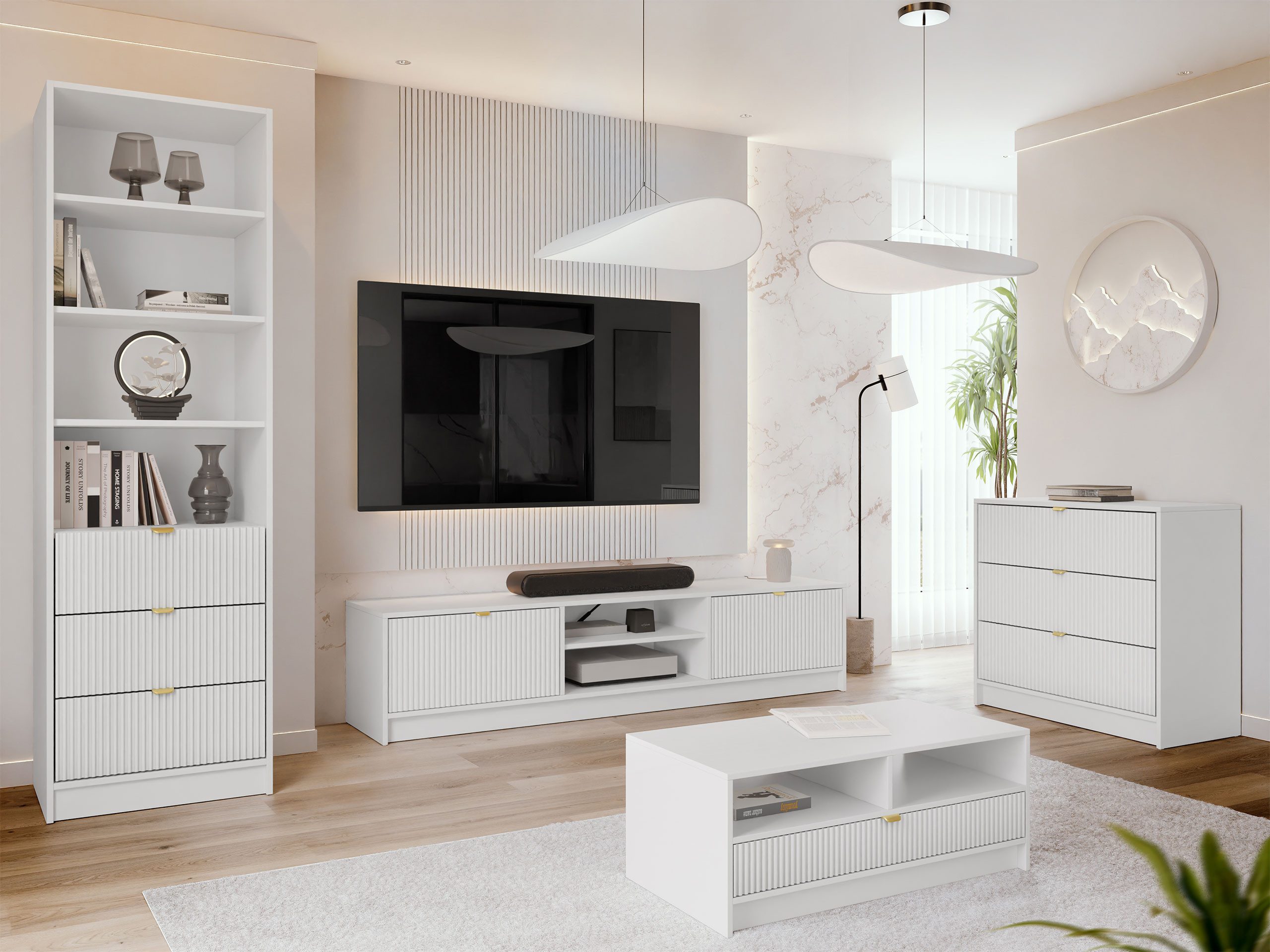 MIRJAN24 Wohnzimmer-Set Tireno VII, (4er-Set, Kommode, günstig online kaufen