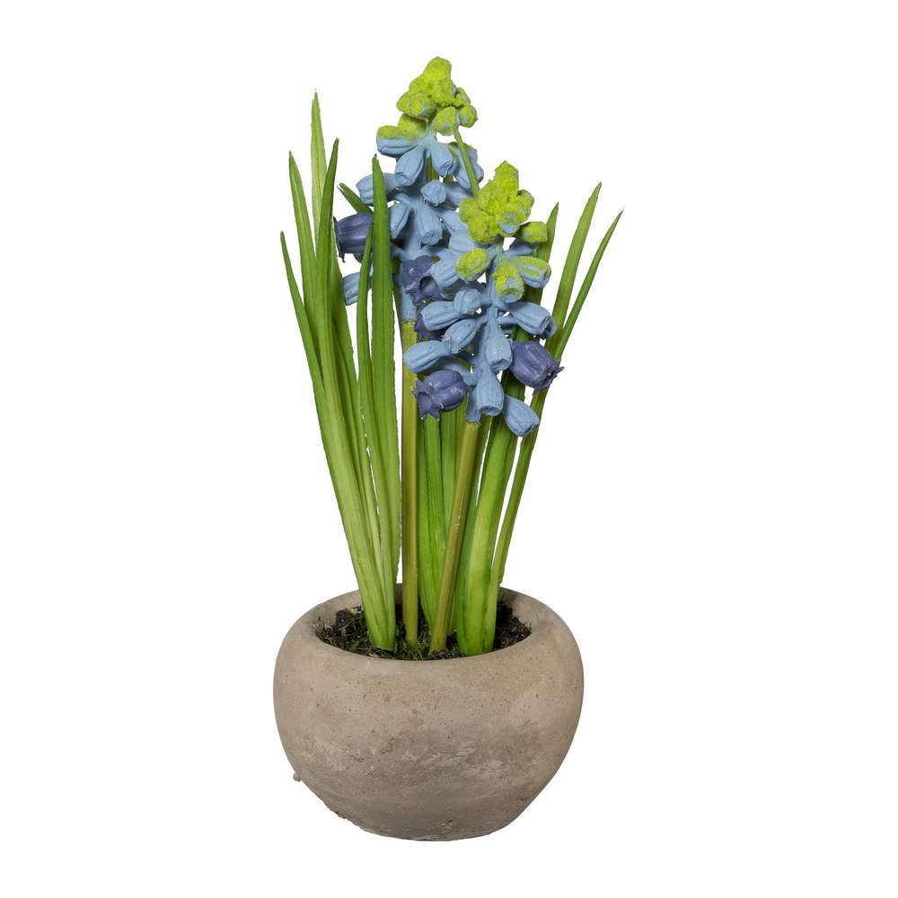 Kunstblume Kunstpflanze MUSCARI im Zementtopf. Ca 15cm. Traubenhyazinthe. Blau, Gasper