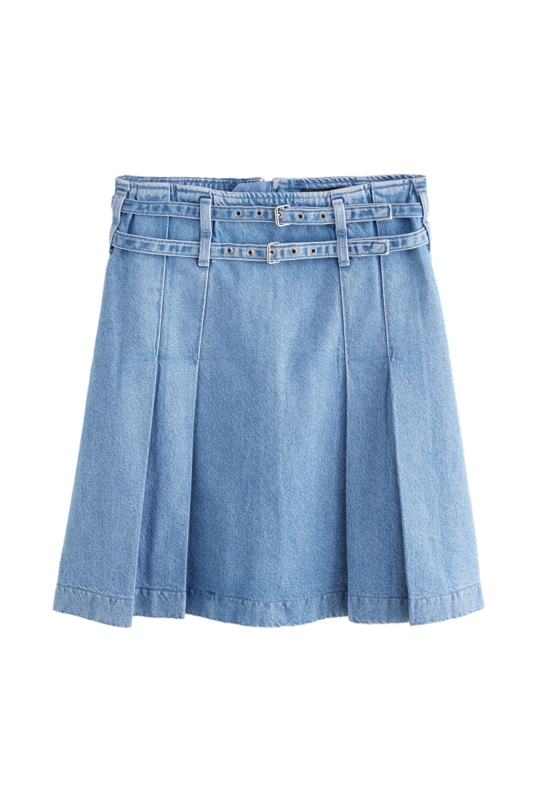 Jeansrock Denim-Kiltrock mit Gürtel aus 100 % Baumwolle