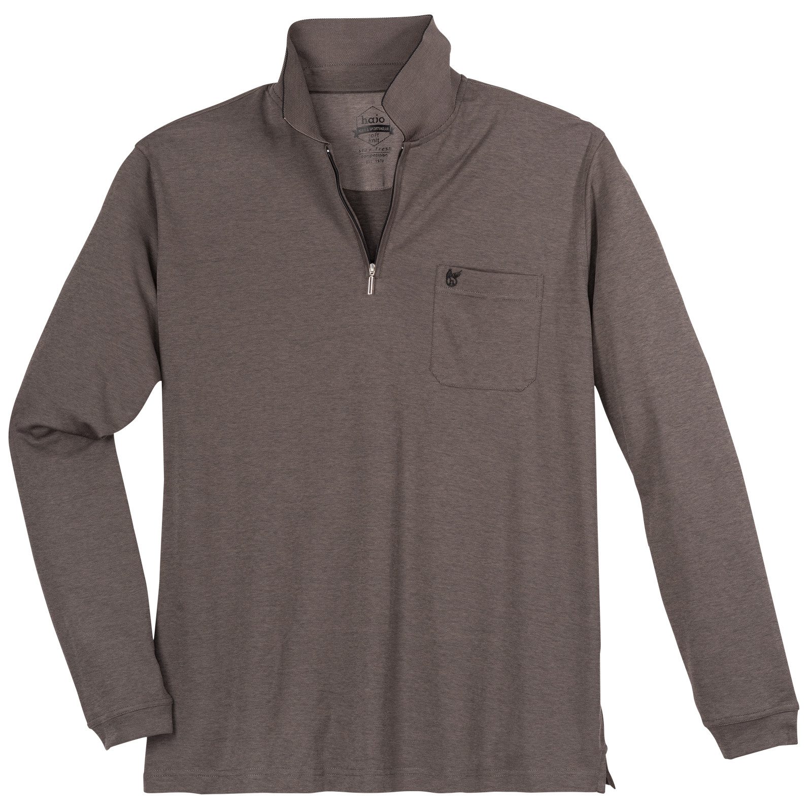 Hajo Langarm-Poloshirt Hajo Zipper Langarm-Poloshirt XXL taupe melange günstig online kaufen
