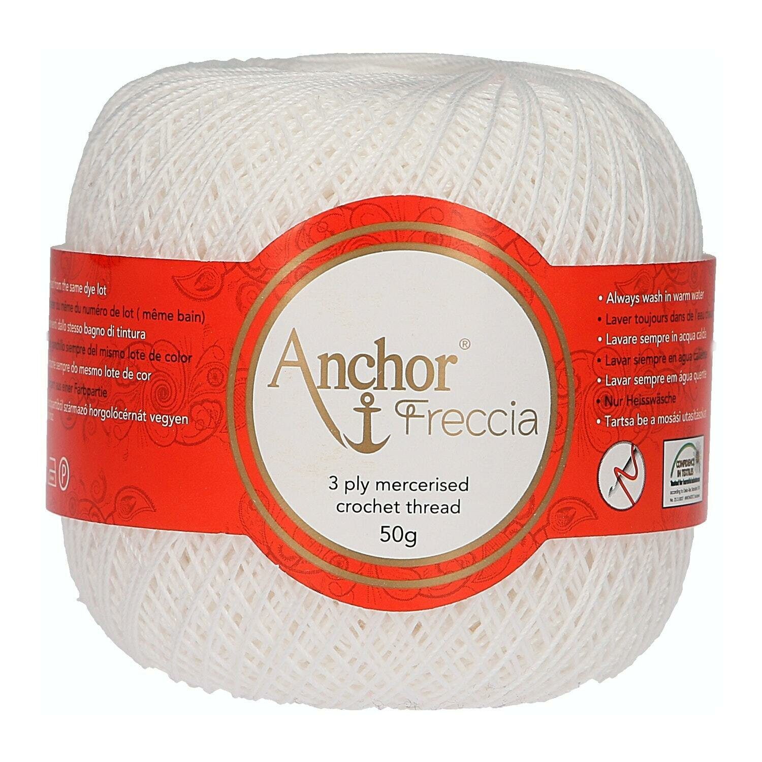 Anchor Freccia Stärke 6 Häkelgarn Häkelwolle, 175 m (Häkelgarn aus 100 % ägyptischer Baumwolle), 50 g