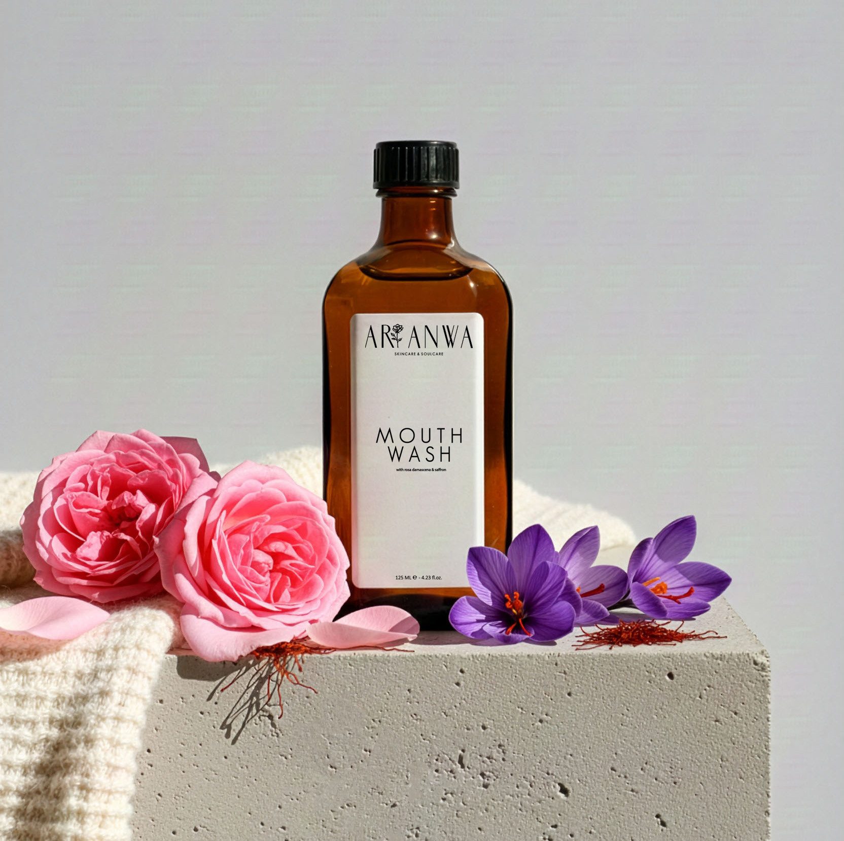 ARI ANWA Skincare Mundwasser Mouthwash Rose, Mundwasser mit Rosenwasser & Safran