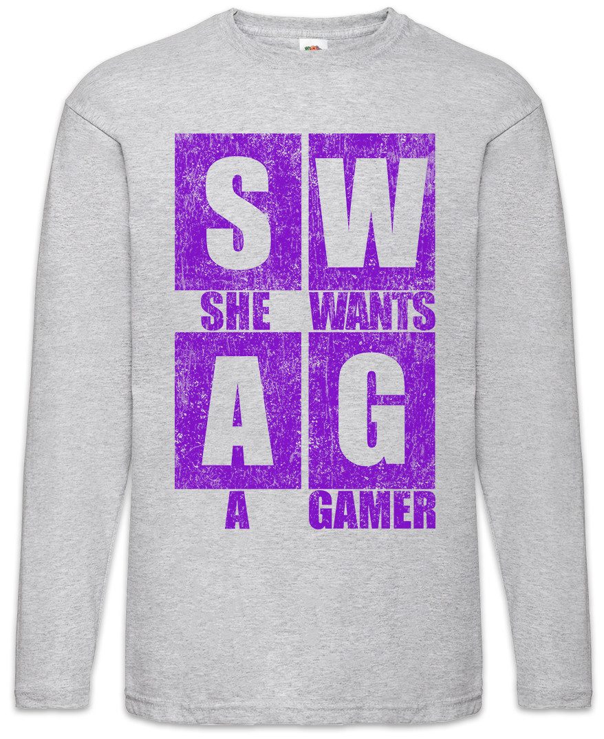 Langarmshirt She Wants A Gamer Langarm T-Shirt Swag Lvl. Lvl Gamer Games Gaming