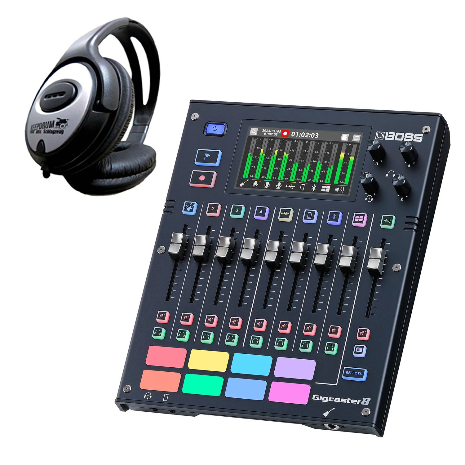 Mischpult Boss GCS-8 Gigcaster Streaming Mixer mit Kopfhörer