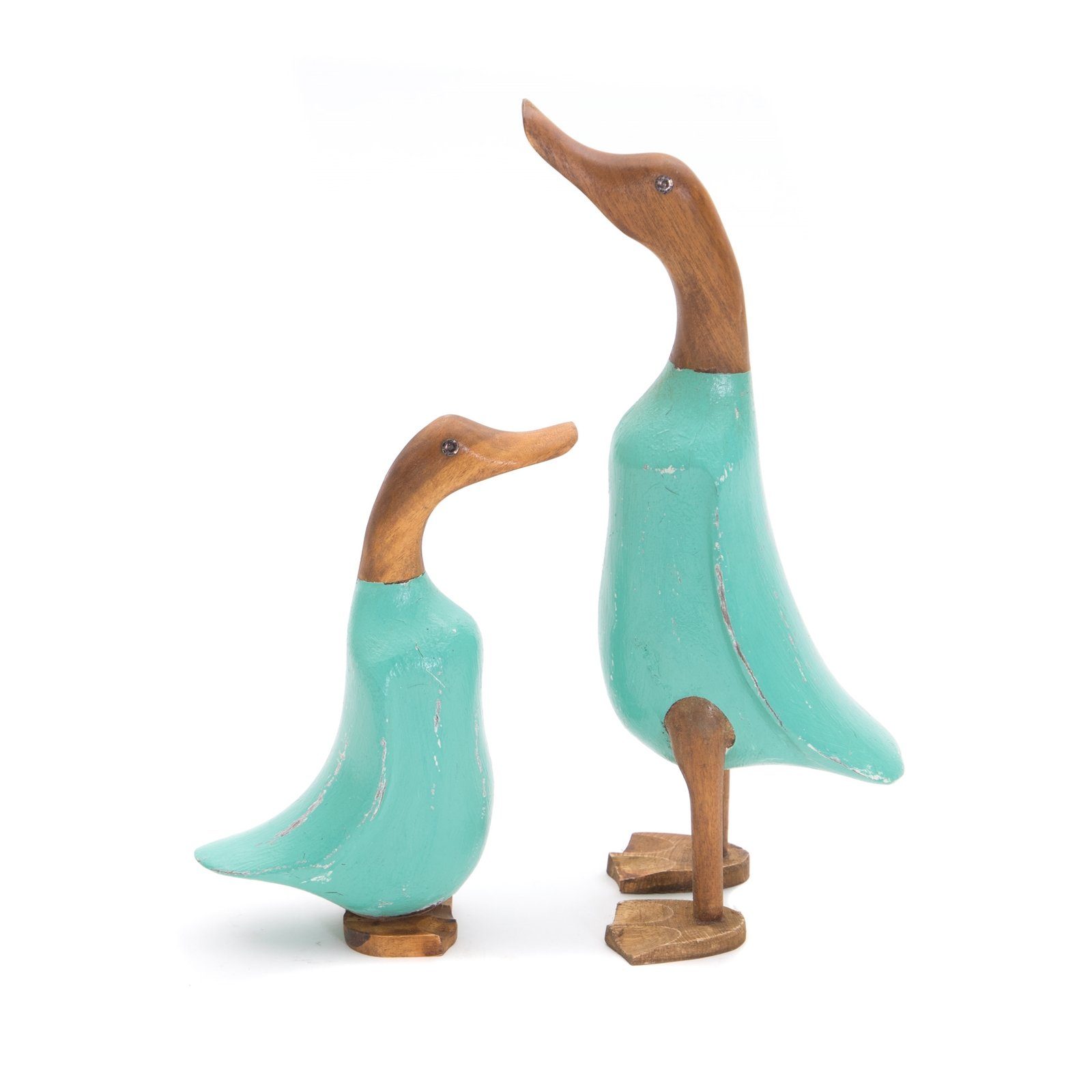 DESIGN DELIGHTS Skulptur HOLZ ENTE "DUCK", Altholz massiv, 2-teilig, Deko Figur Schnitztfigur
