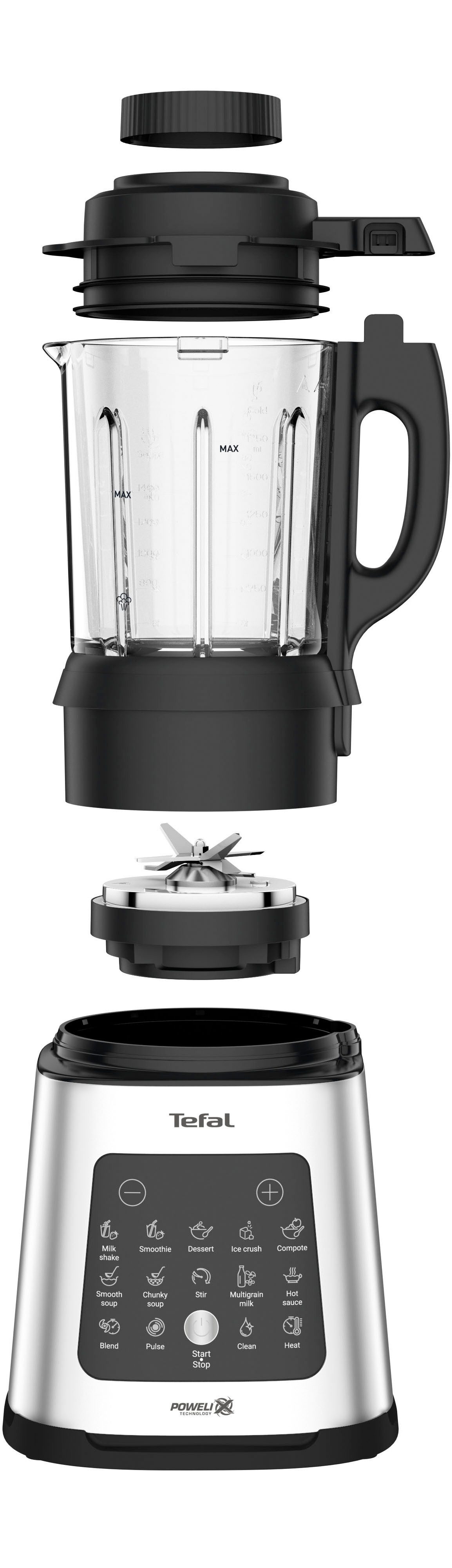 Tefal Standmixer BL83SD PerfectMix Cook, 1400 W, 2 L Fassungsvermögen, 10 Automatikprogramme