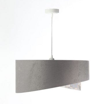 Licht-Erlebnisse Pendelleuchte KARIM, ohne Leuchtmittel, in Weiß Grau Beige (Abstrakt-Floral Print) Silber Stoff Metall E27