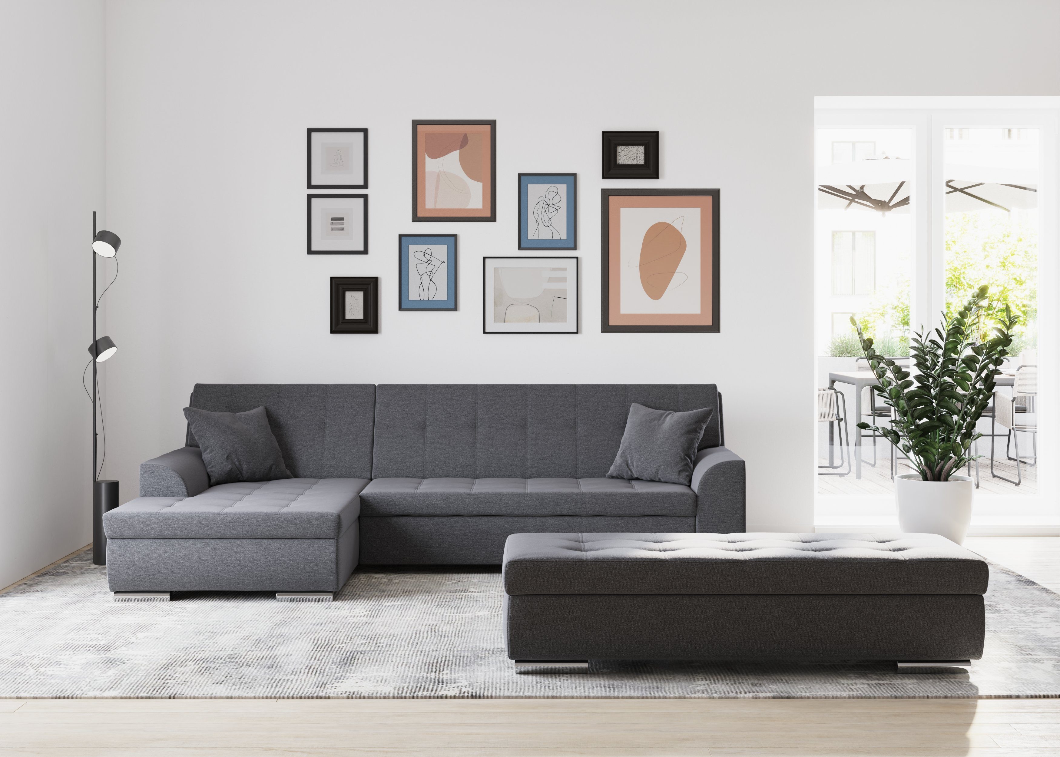 DOMO collection Ecksofa "Treviso viele Bezüge, auch in Cord, L-Form, B/T/H: günstig online kaufen