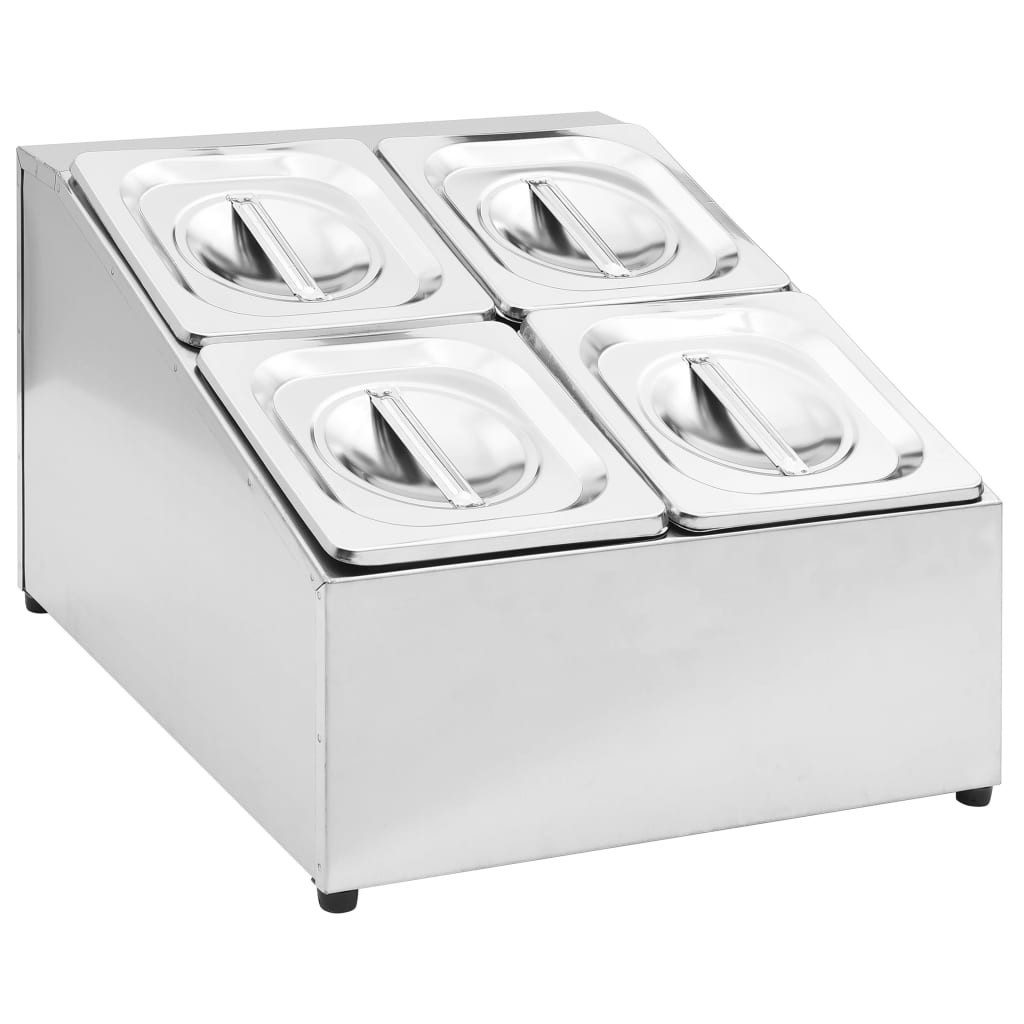 vidaXL Küchenregal Gastronorm-Ständer mit 4 GN 1/6 Behältern Edelstahl