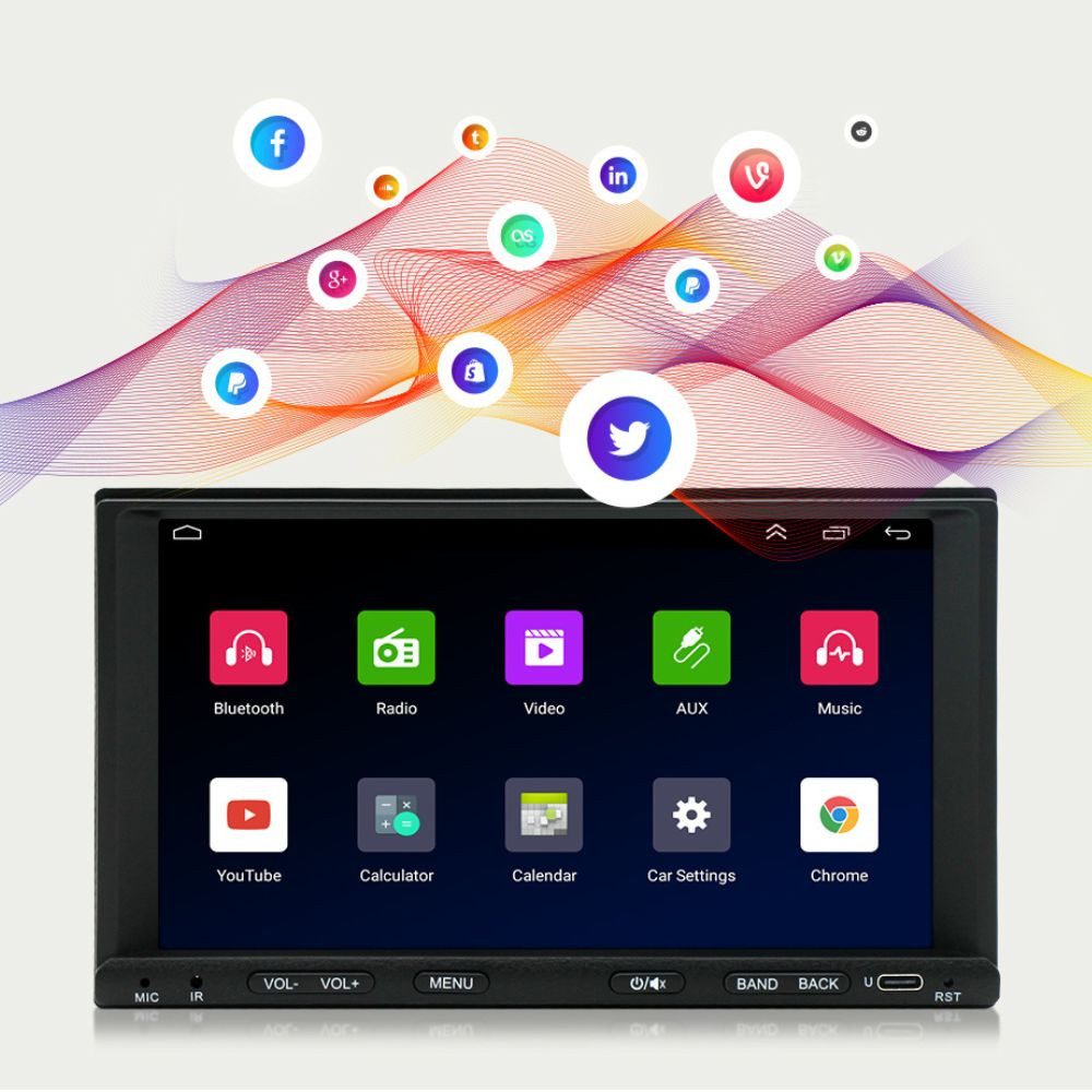 GABITECH 2 DIN 7 Zoll Android 13 CarPlay Autoradio GPS Navigation 4G BT Autoradio (FM / AM-Radio, RDS, DAB+ Optional, Kabellos Apple Carplay und Android Auto, Sprachsteuerung)