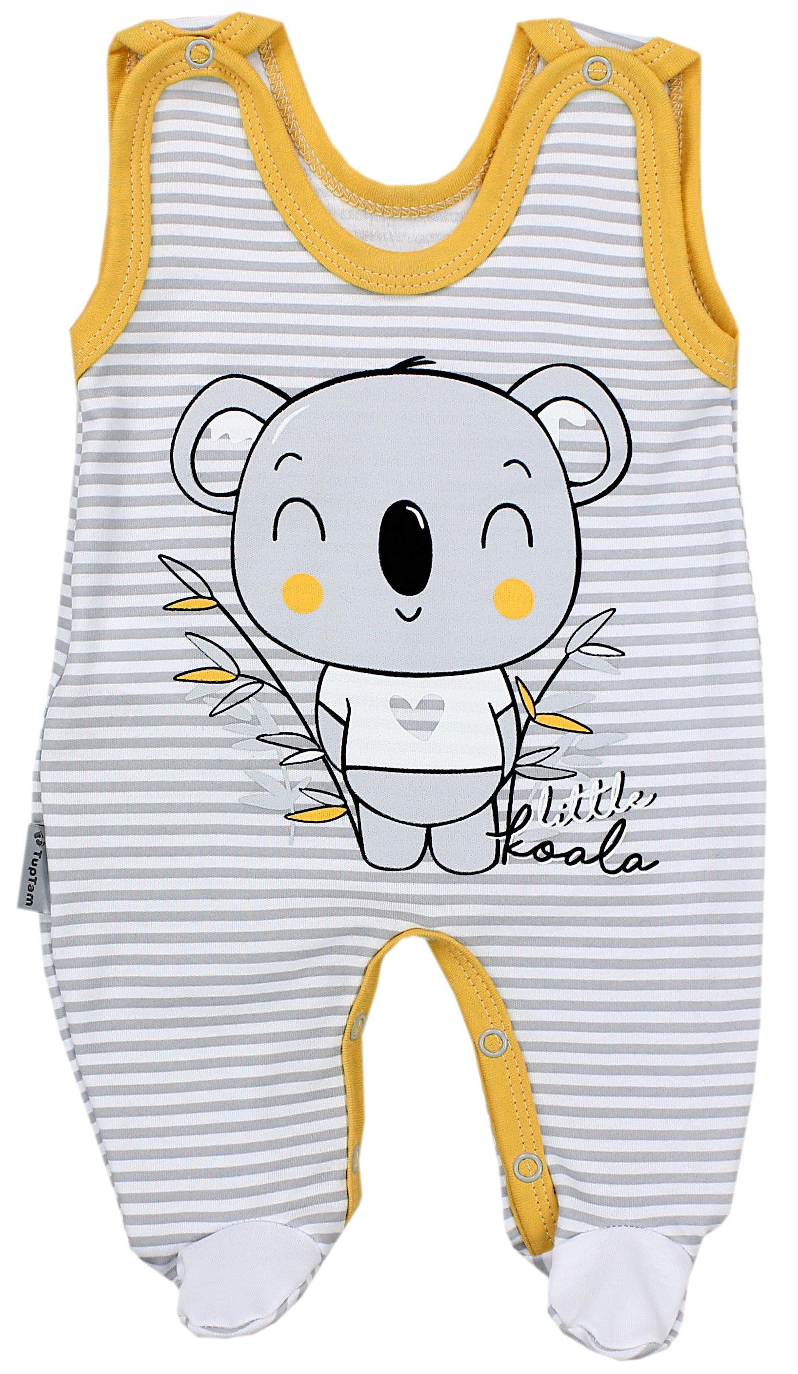 Spruch Streifen Koala TupTam TupTam Gelb Grau mit Strampler Aufdruck Langarmshirt Strampler Baby / Jungen Mädchen