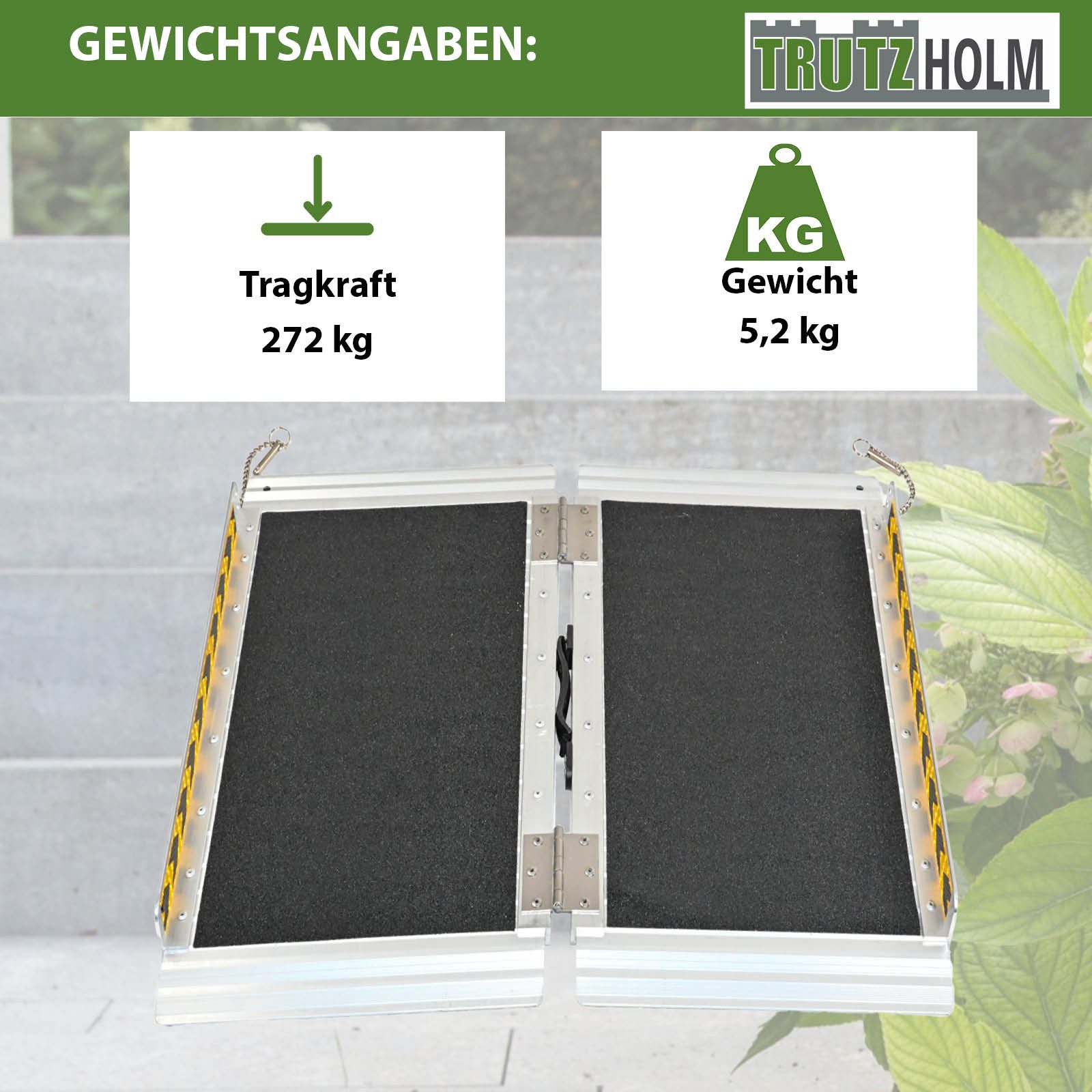 TRUTZHOLM Auffahrrampe klappbar 61 cm Traglast 272 kg grau schwarz Antirutsch beschichtet (Stück, 1-St), beschichtet