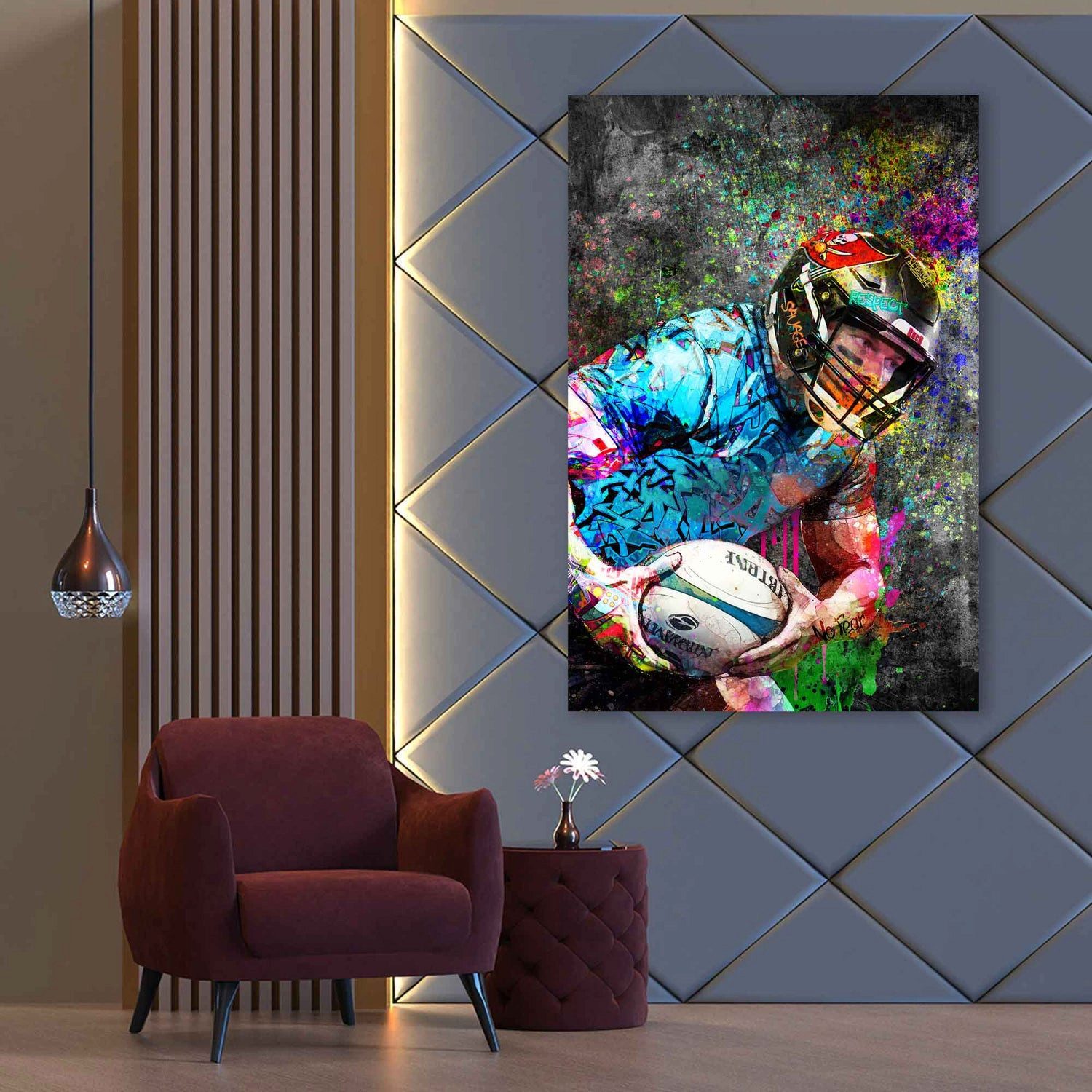Artedinoi Leinwandbild American Football Brady Style Graffiti Wandbild Leinwandbild Kunst XL