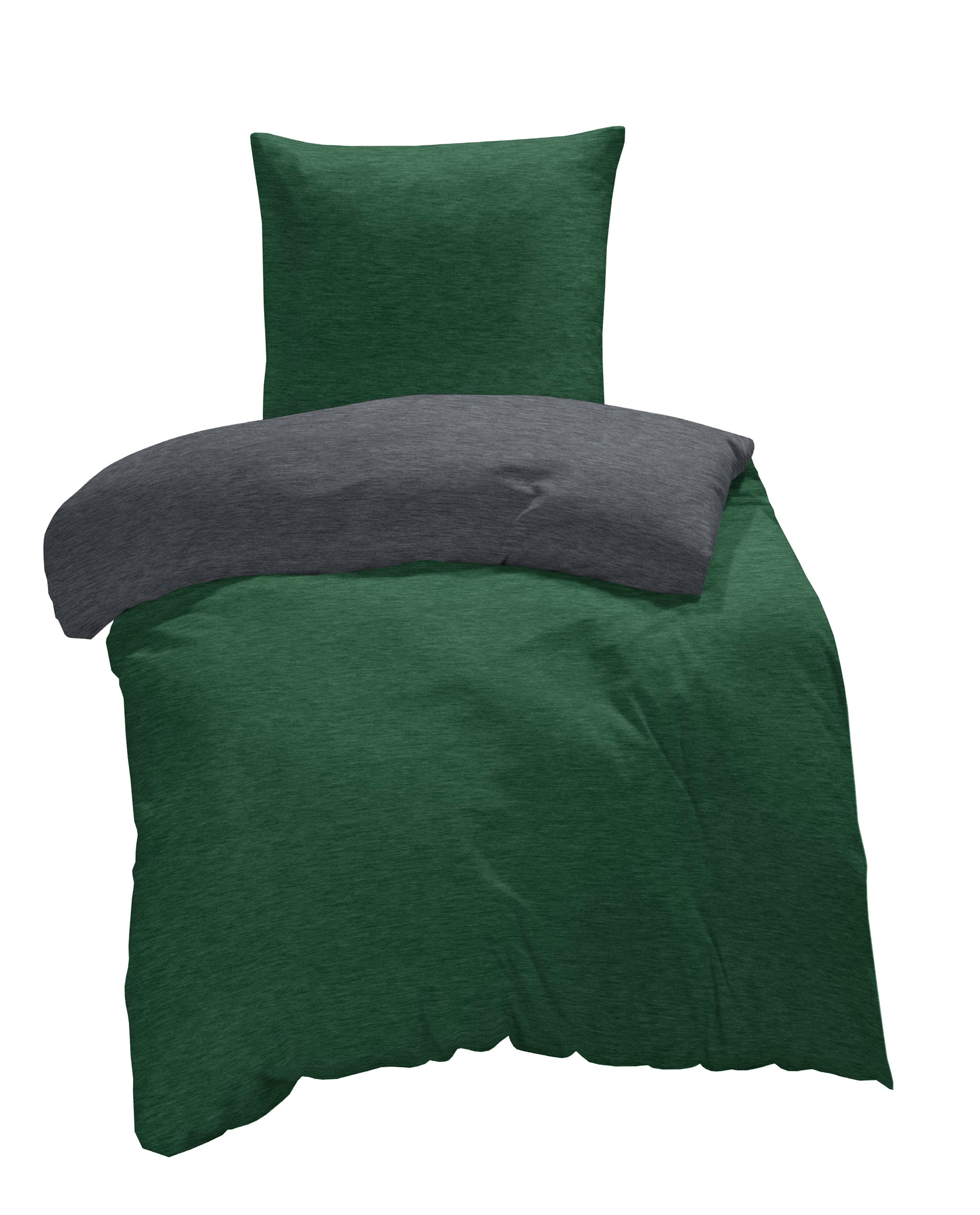 One Home Bettwäsche Melange, Flanell, 2 teilig, modern meliert, Baumwolle kuschelig warme weiche Biber Winter