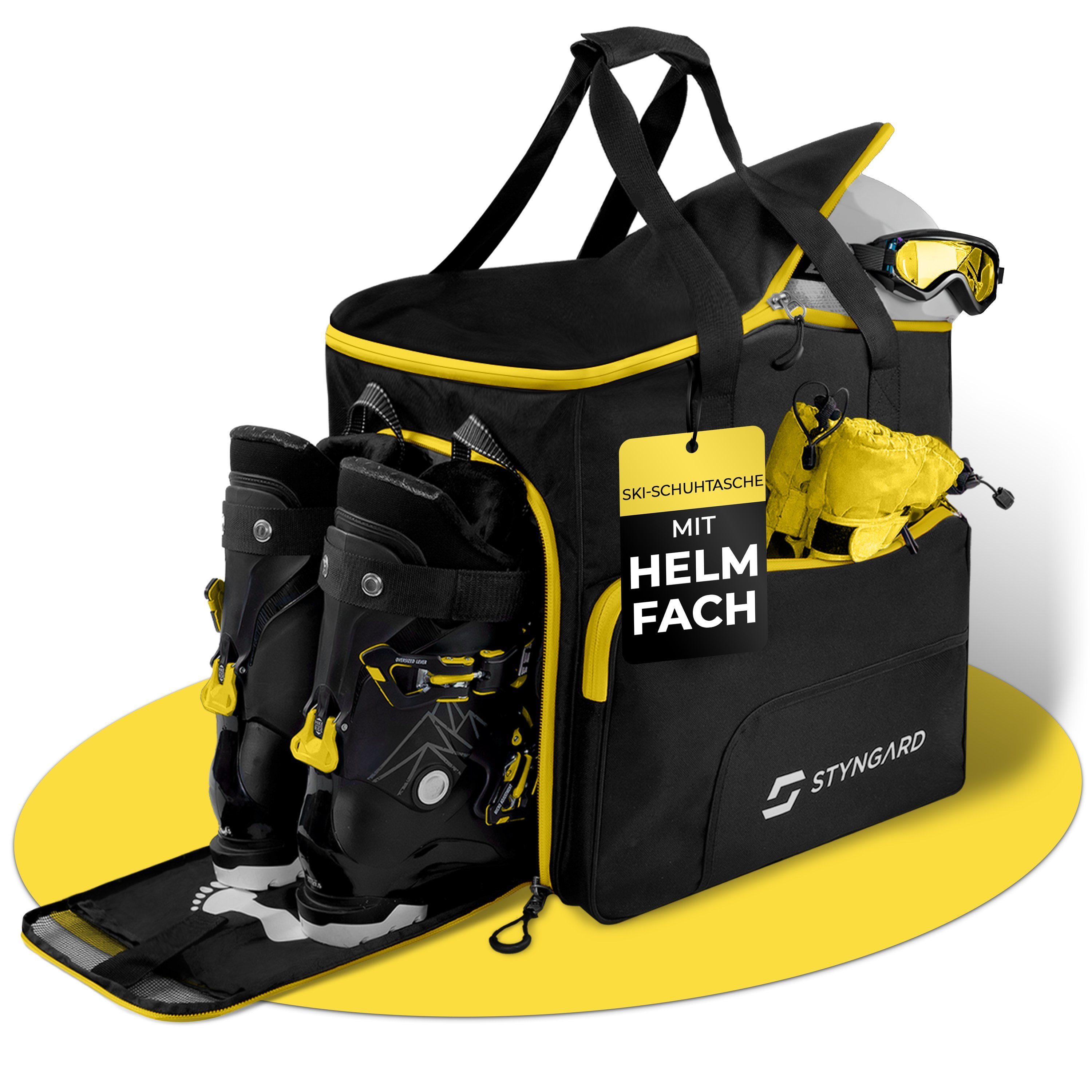 Styngard Skitasche SÖLDEN (mit Rucksackfunktion), Skischuhtasche mit Helmfach und belüftetem Stiefelfach [54 L]