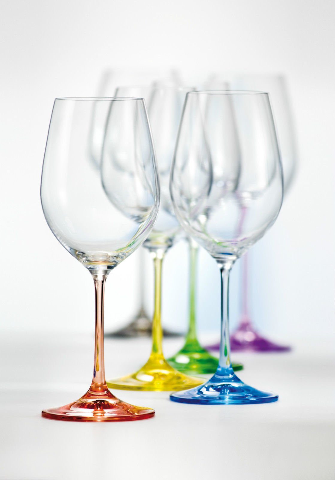 Crystalex Rotweinglas Rainbow 550 ml, Kristallglas, Kristallglas, farbig: gelb, grün, blau, lila, grau, rot, Bohemia