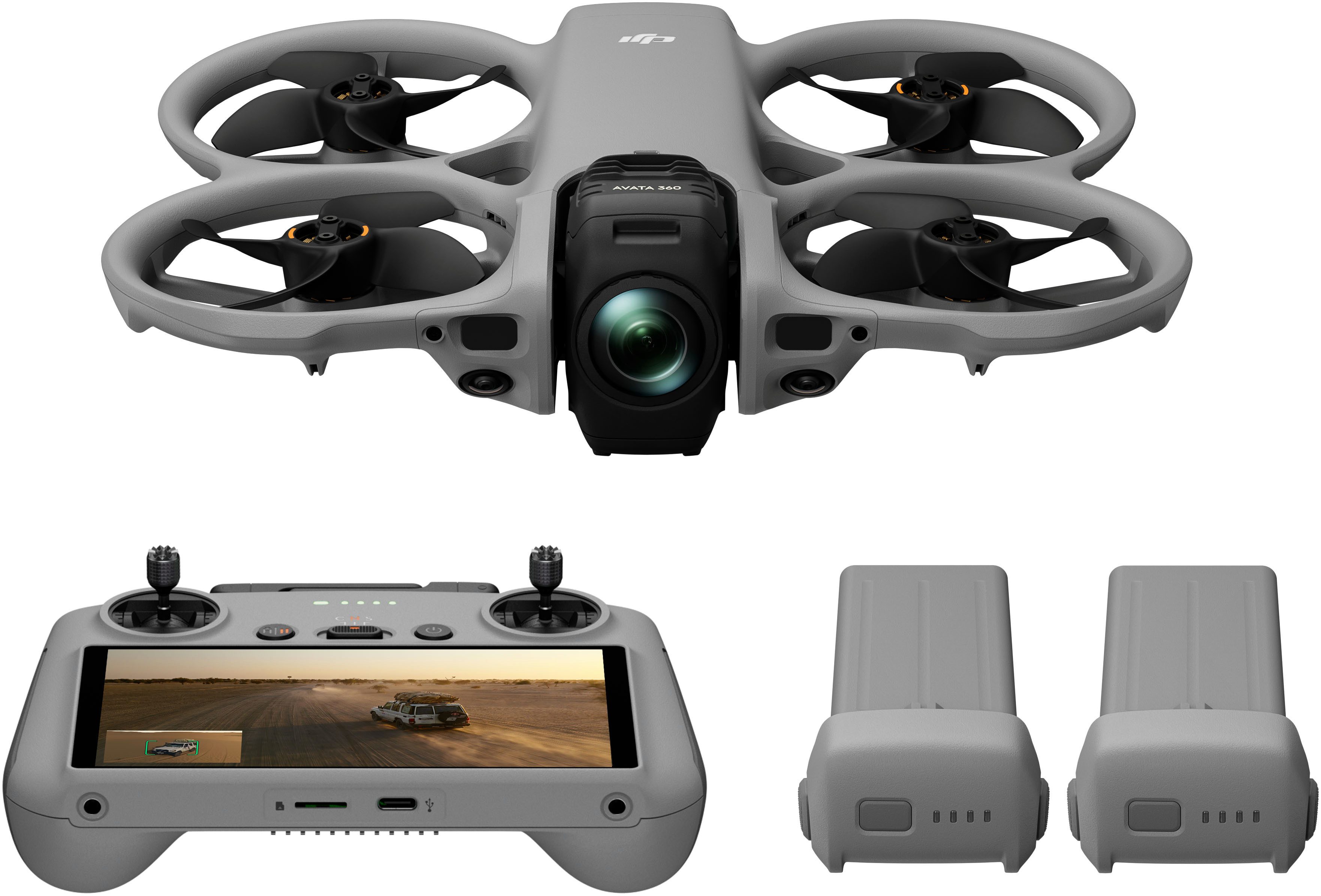 DJI Avata 360 Fly More Combo (DJI RC 2) Drohne (8K, Set, RC 2 Fernsteuerung, 3 Akkus, Umhängetasche und Ladestation)