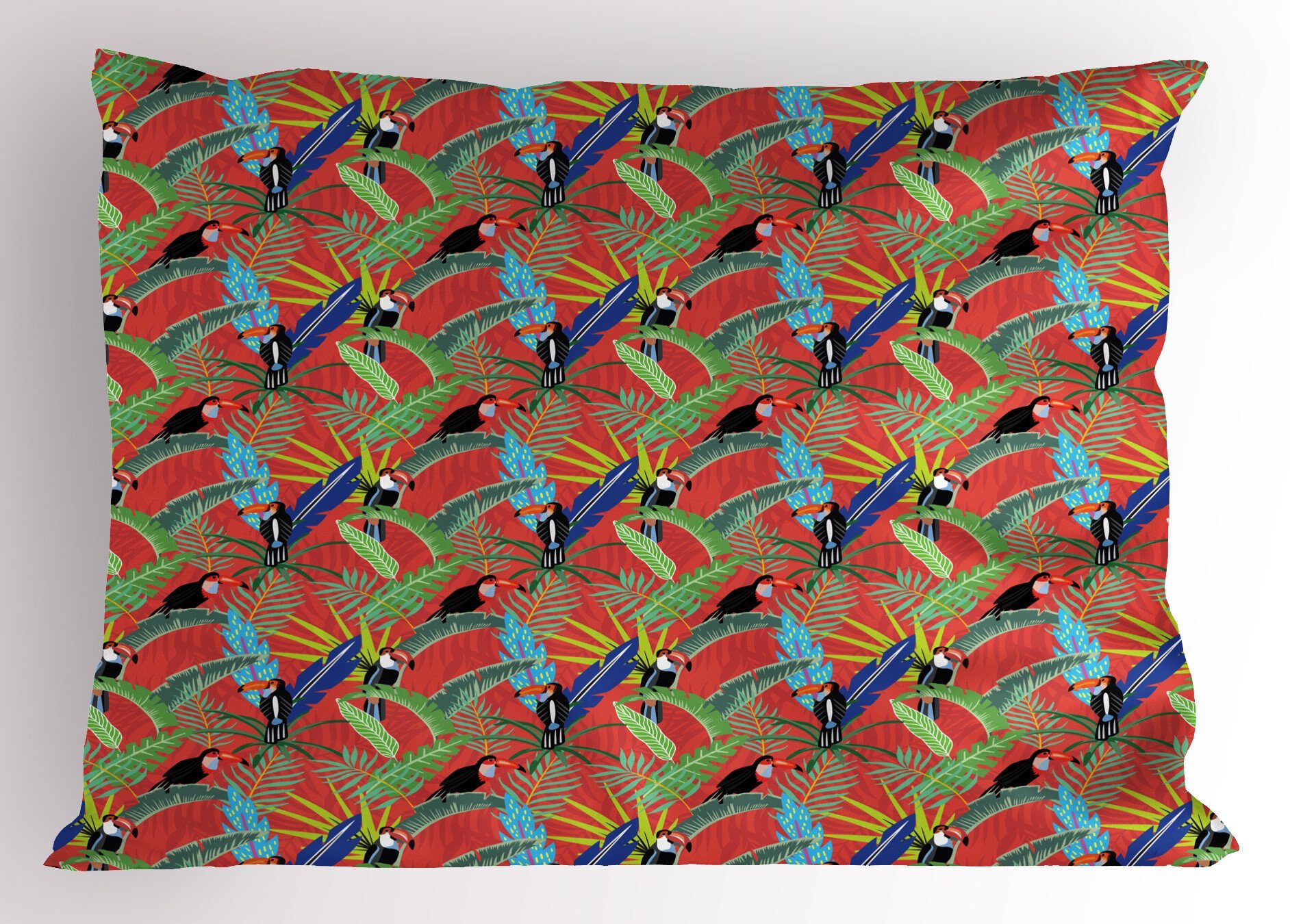 Kissenbezüge Dekorativer Standard King Size Gedruckter Kissenbezug, Abakuhaus (1 Stück), Tukan Tropische Vögel Regenwald