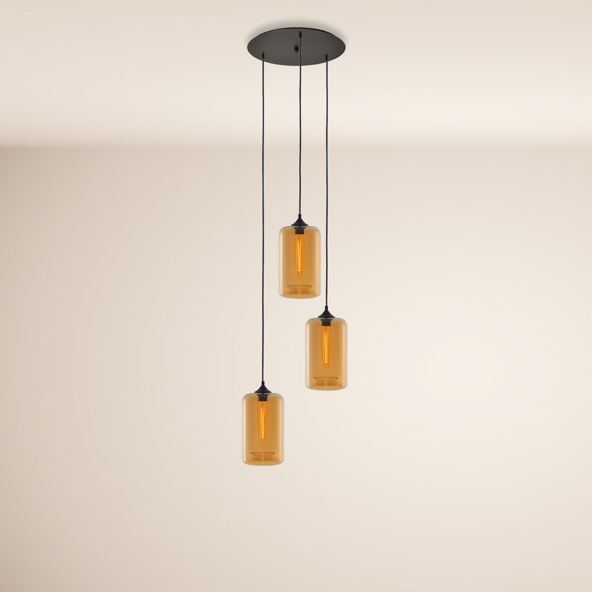 s.luce Pendelleuchte Cruet Mehrfach-Pendelleuchte Glas 3 oder 5-flammig Amber