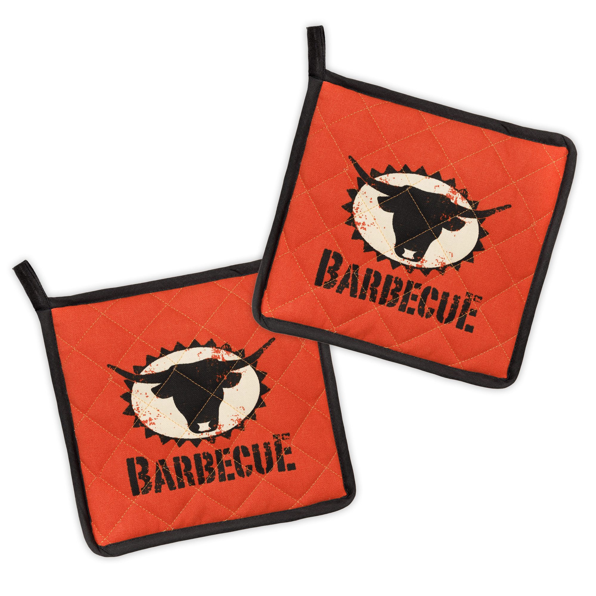 Kracht Topflappen Barbecue, (Set, 2-tlg., Set), 2er Set Topflappen, wattiert, ca. 22x22 cm