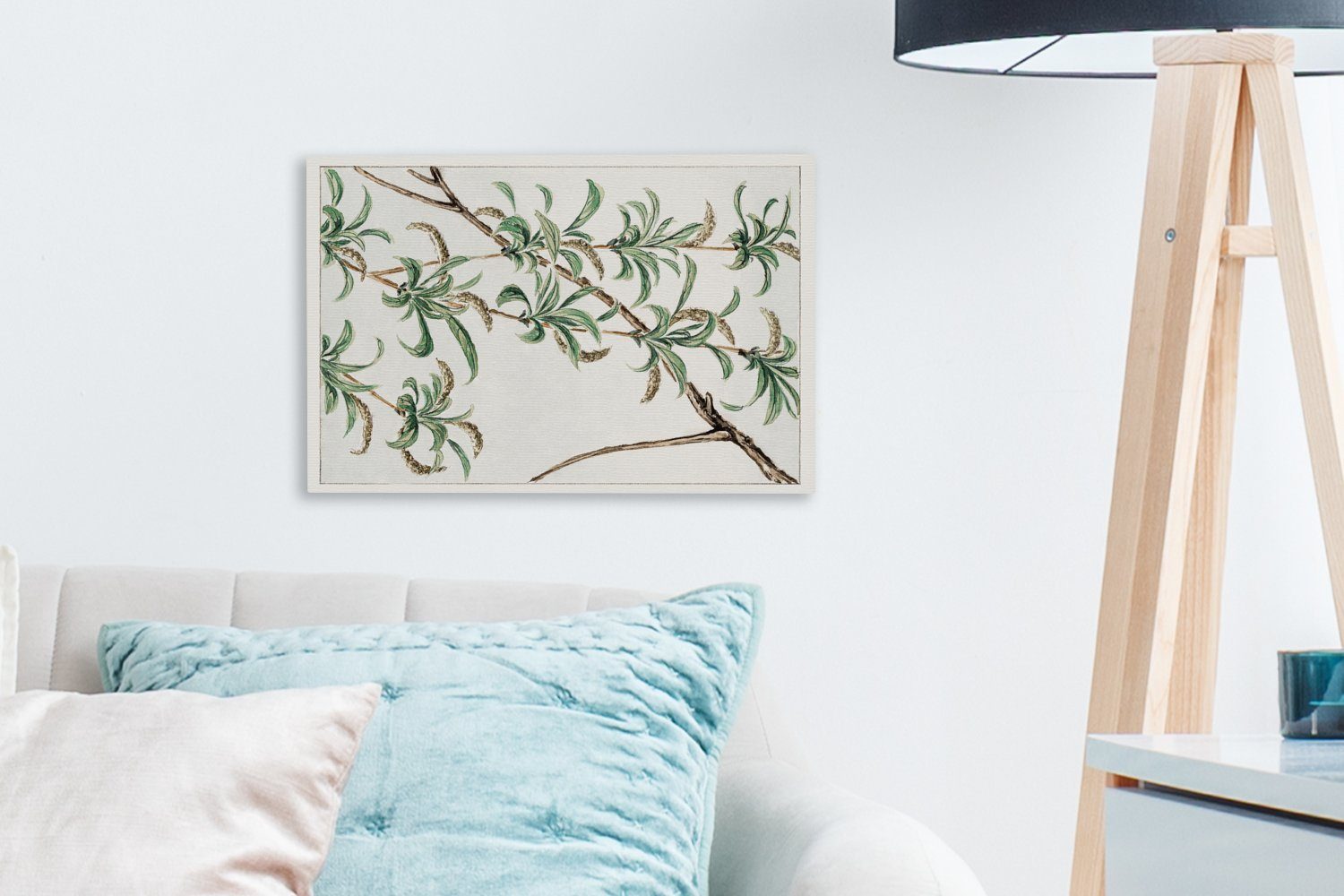 OneMillionCanvasses® Leinwandbild Dschungel - Zweig Japan, St), - Wandbild Leinwandbilder, - (1 cm Aufhängefertig, 30x20 Blätter Wanddeko