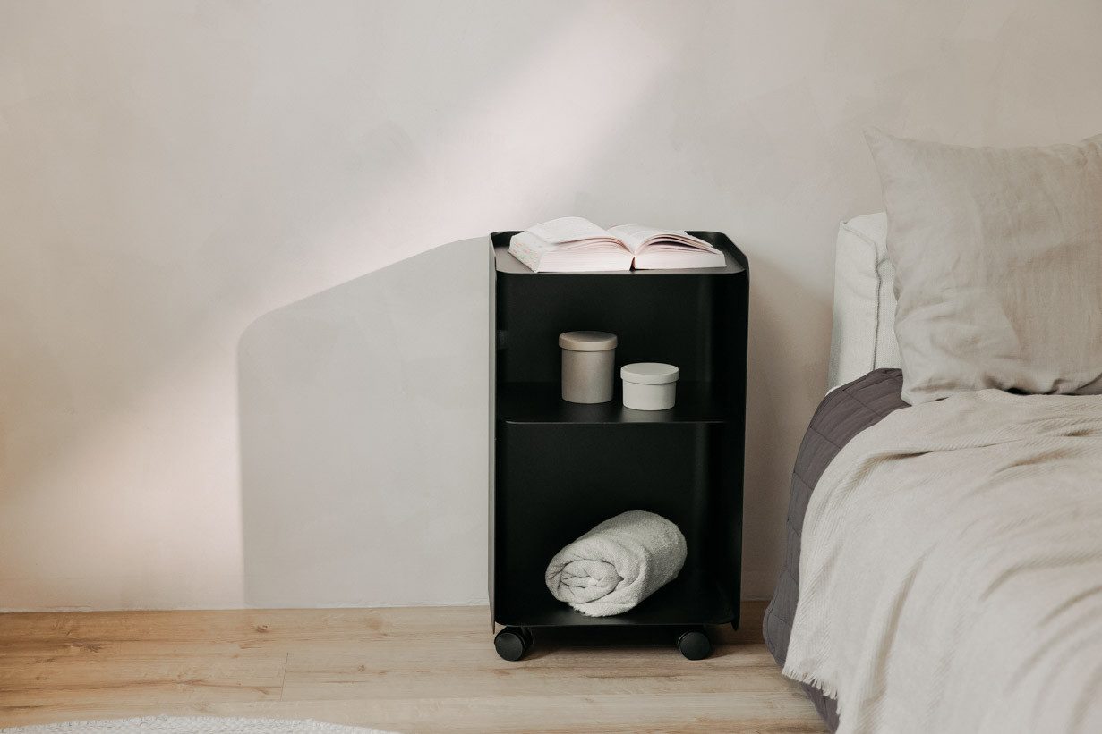 Metallbude Rollcontainer JUNO, variabel nutzbar als Beistelltisch, Nachttisch oder Organizer
