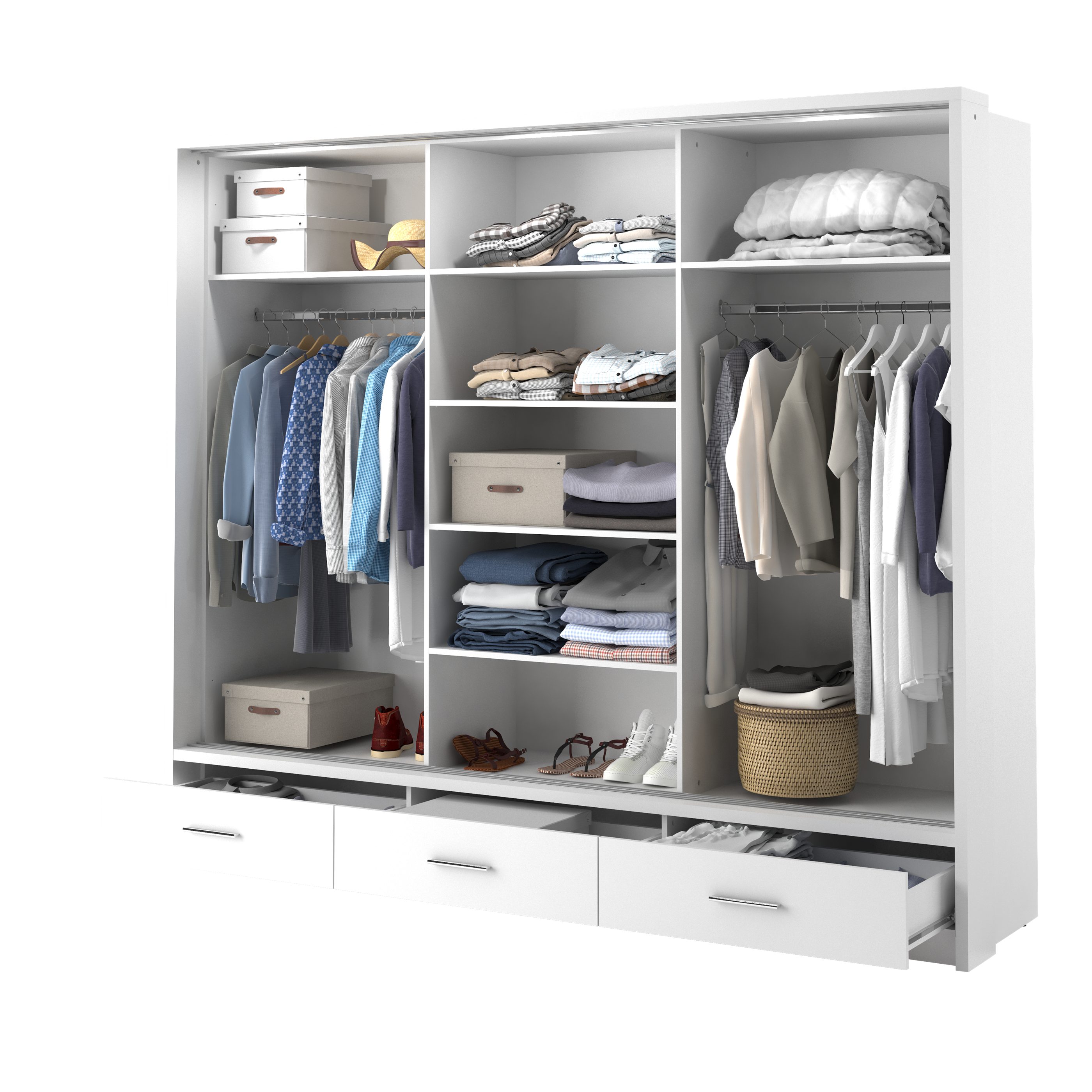 Compleo Kleiderschrank ARTI 01 mit 3 Schubladen, mit Spiegel, 3-türig Schwebetürenschrank